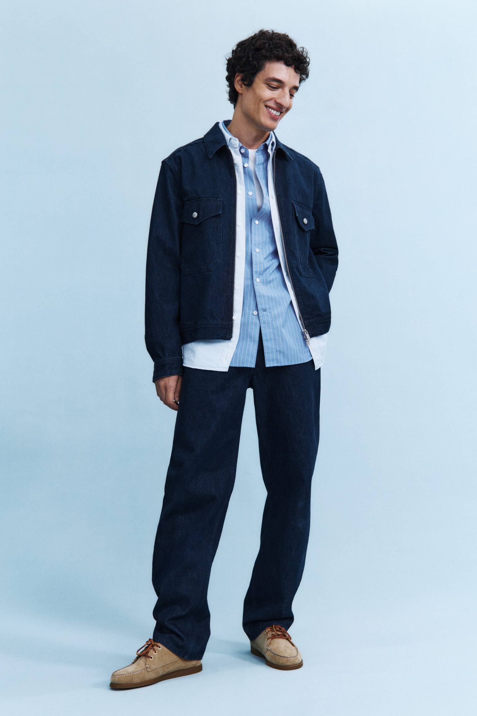 Afslappet poplinskjorte - Blå/striber/Hvid/blå - 6