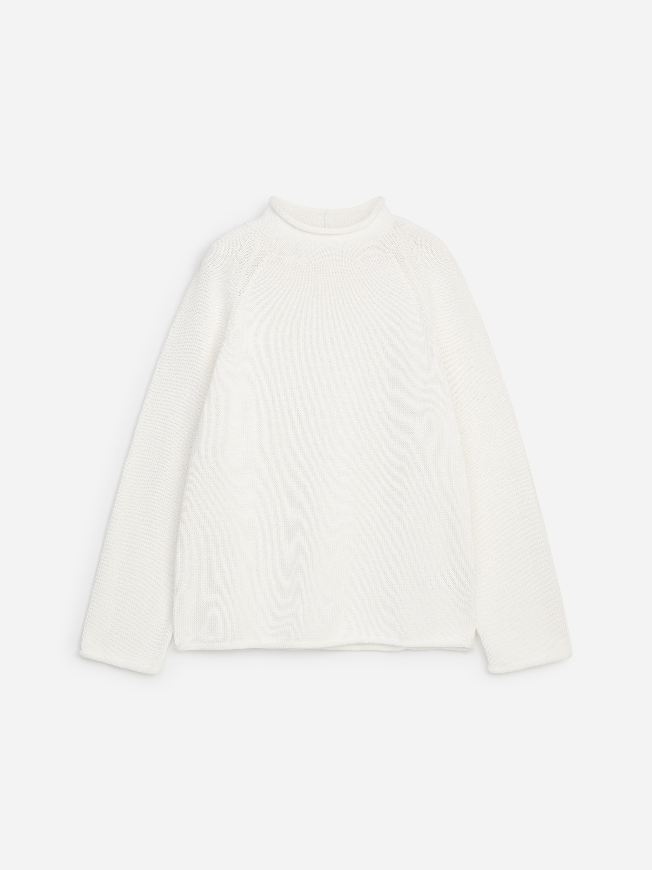 Pull en coton à bord roulotté - Blanc