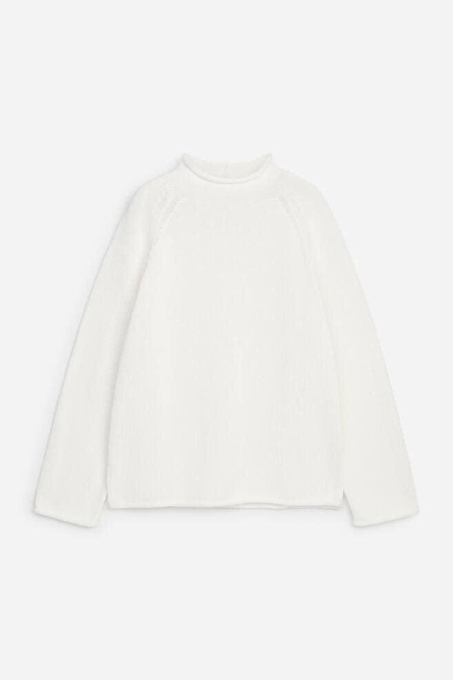 Rolled-Edge Cotton Jumper - White - 1