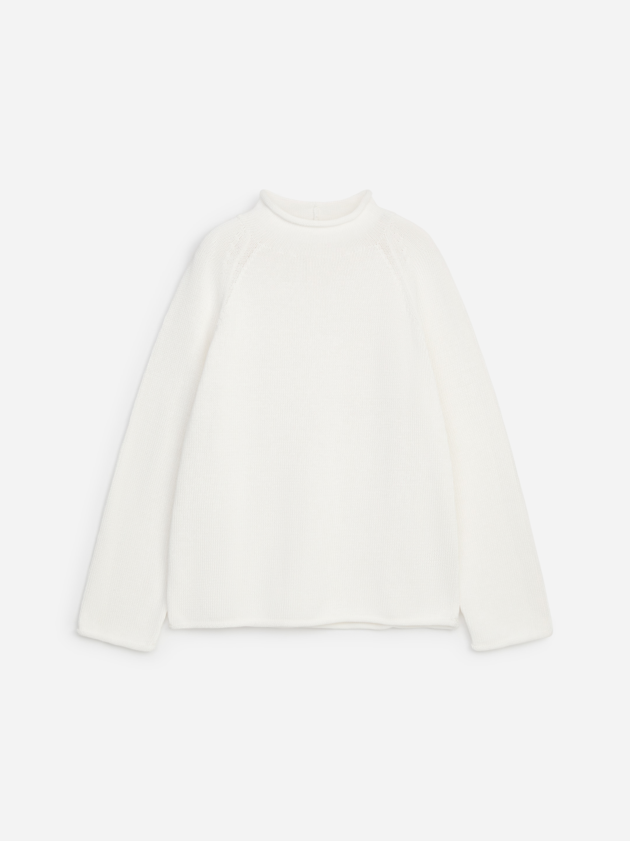 Rolled-Edge Cotton Jumper - White - Loose fit - Women - StillMedia/DescriptiveStillLife - 1