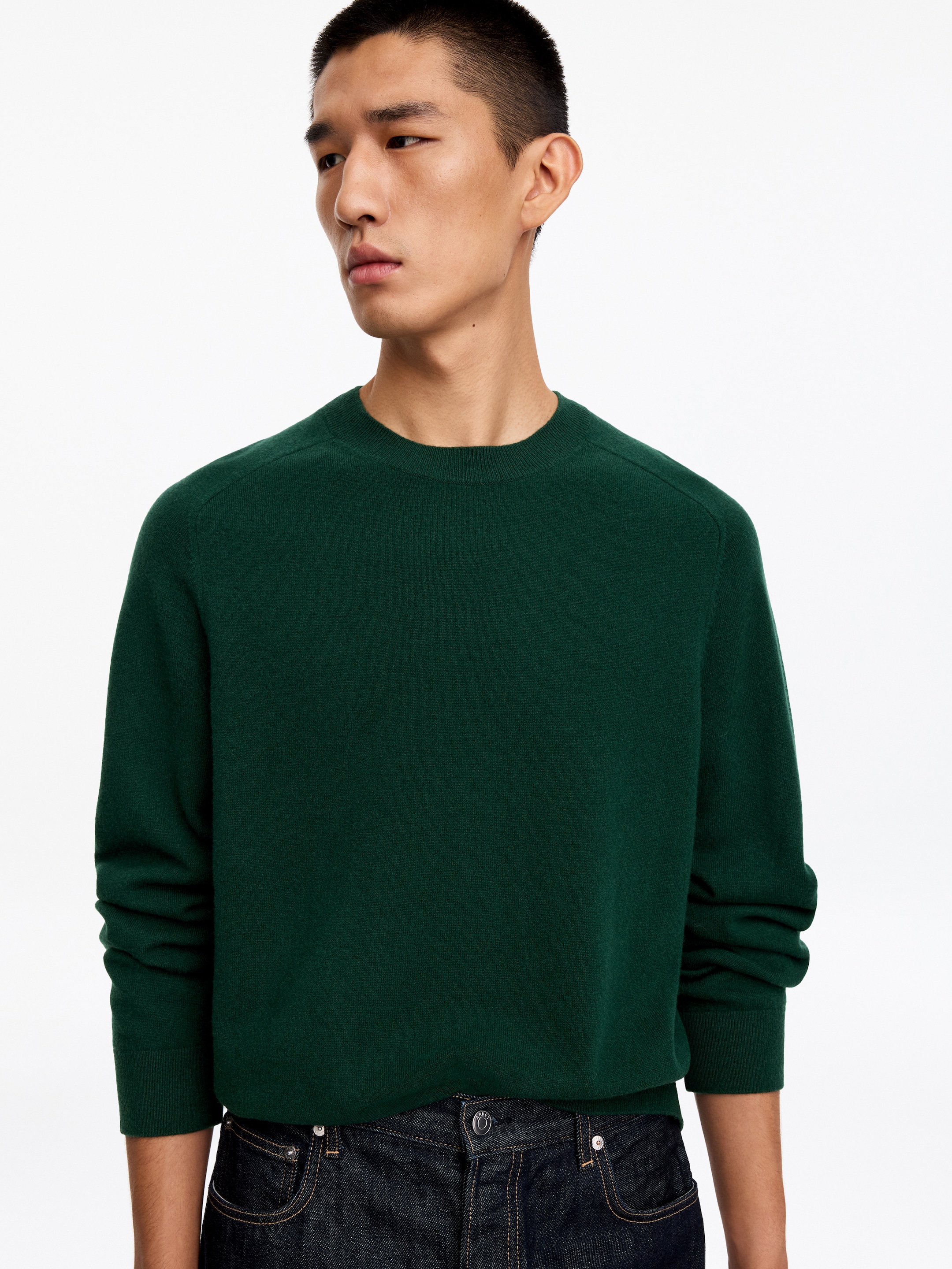 Maglione in lana con lavorazione sottile - Verde scuro - Regular fit - men - StillMedia/Lookbook - 5