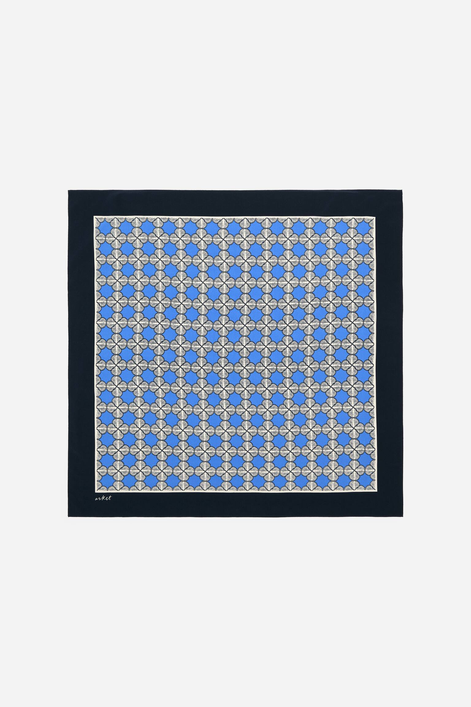 Bedrucktes Seidentuch-Blau/Muscheln - 2