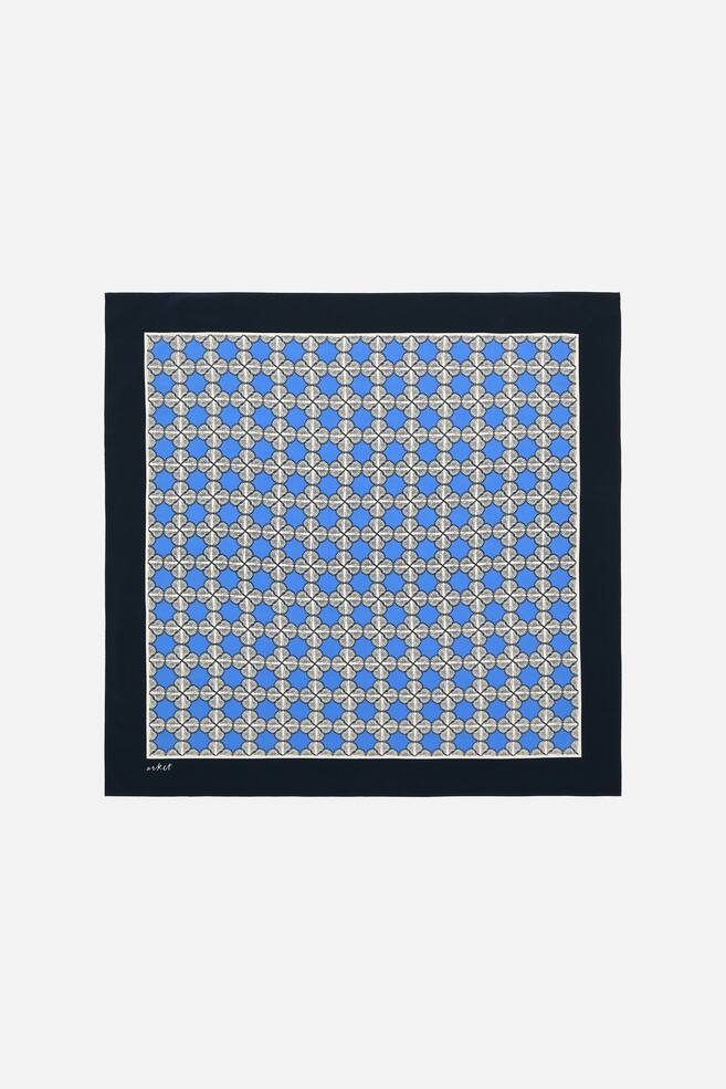 Printed Silk Scarf - Blue/Seashells/Beige/Black/Blue/Striped - 1