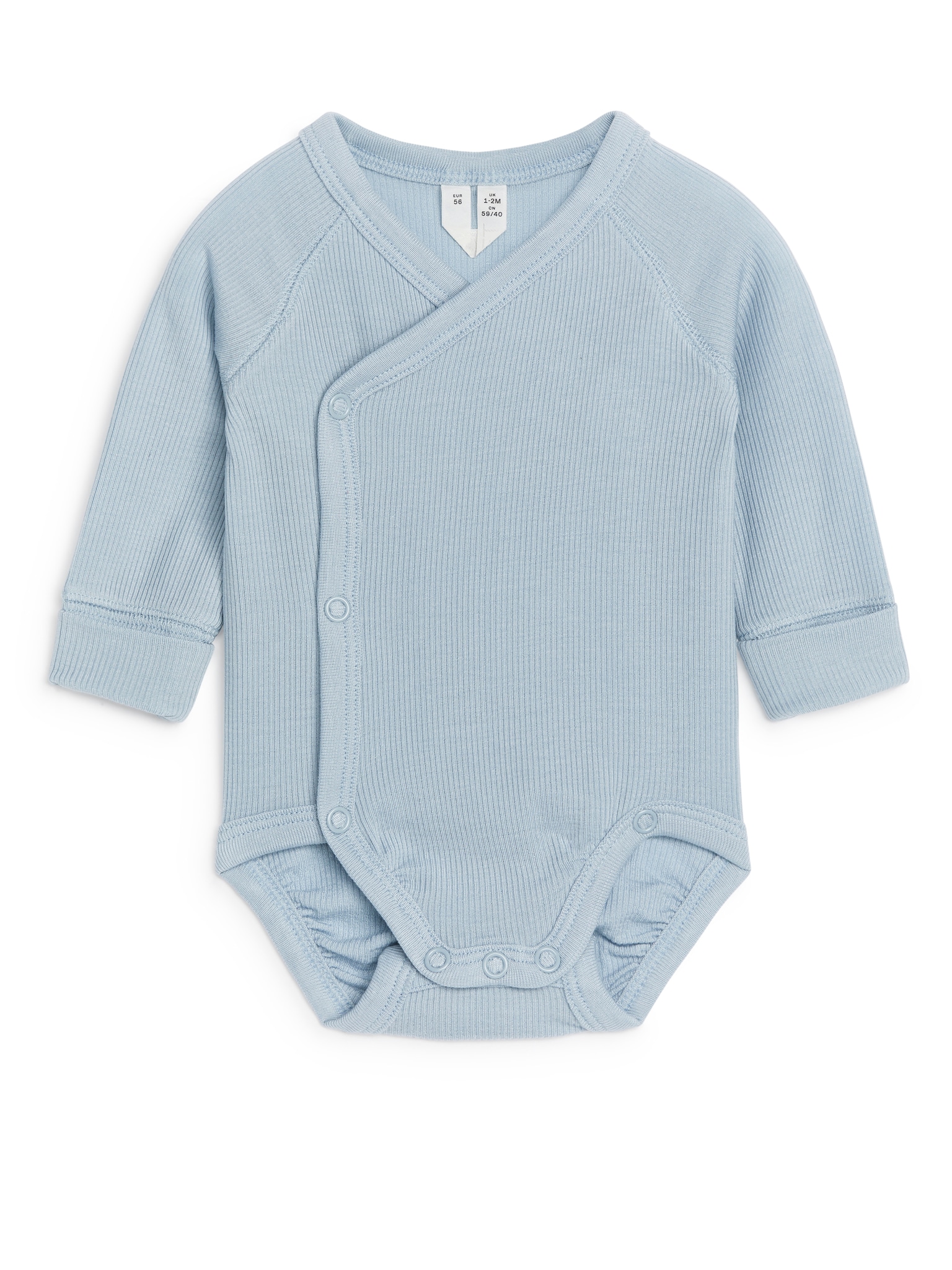 Newborn Smooth Rib Bodysuit - Light Blue/Beige