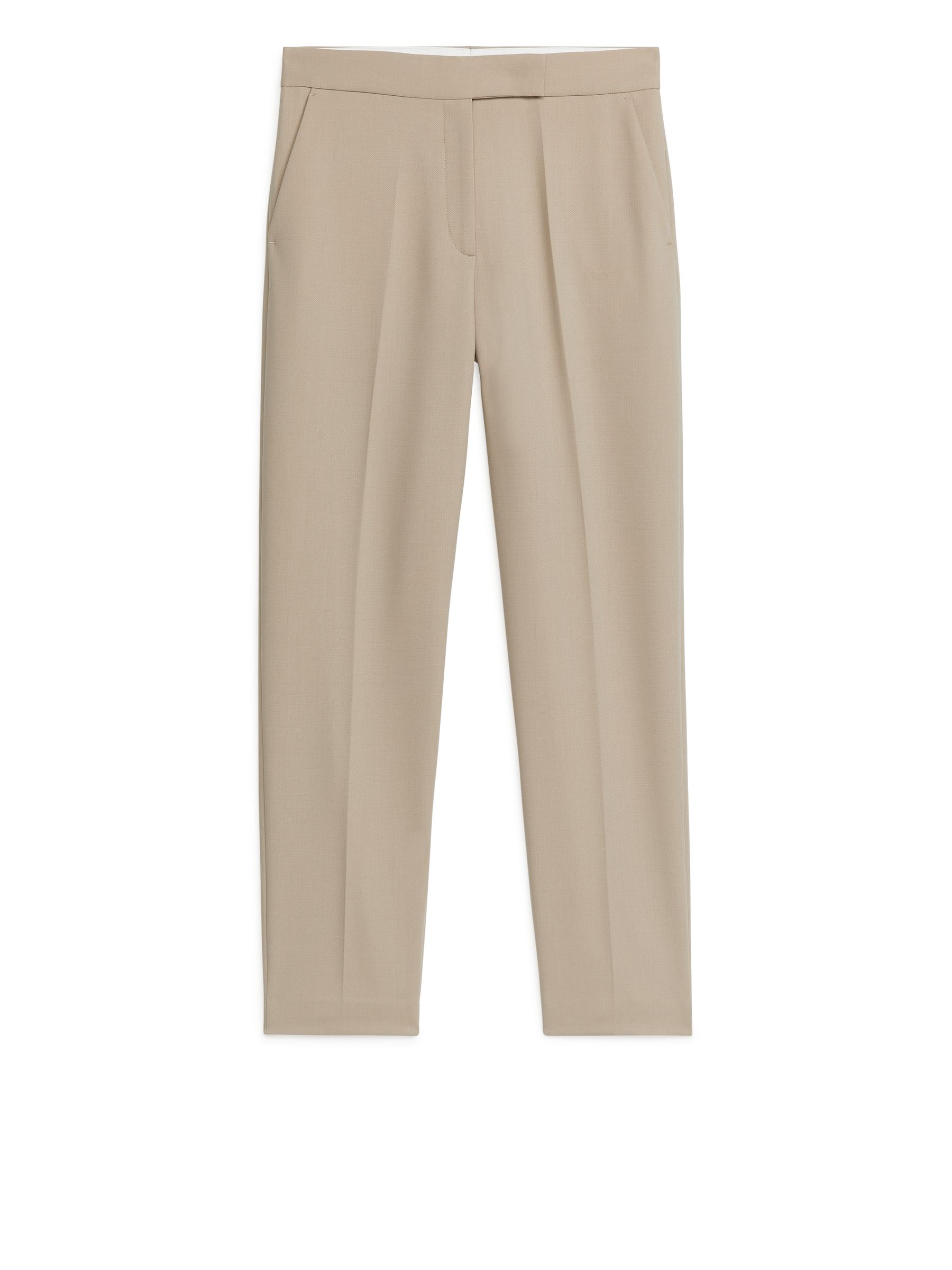 Tapered Wool Blend Trousers - Beige - Regular fit - Women - StillMedia/DescriptiveStillLife - 1