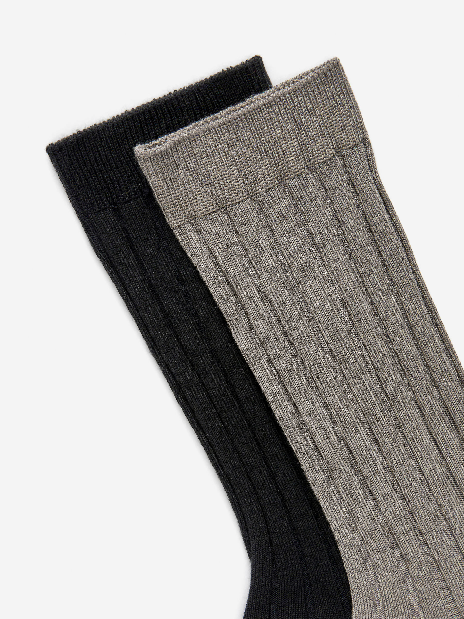 Ribbade strumpor i sidenblandning - Svart/grå - Women - StillMedia/DescriptiveDetail - 2