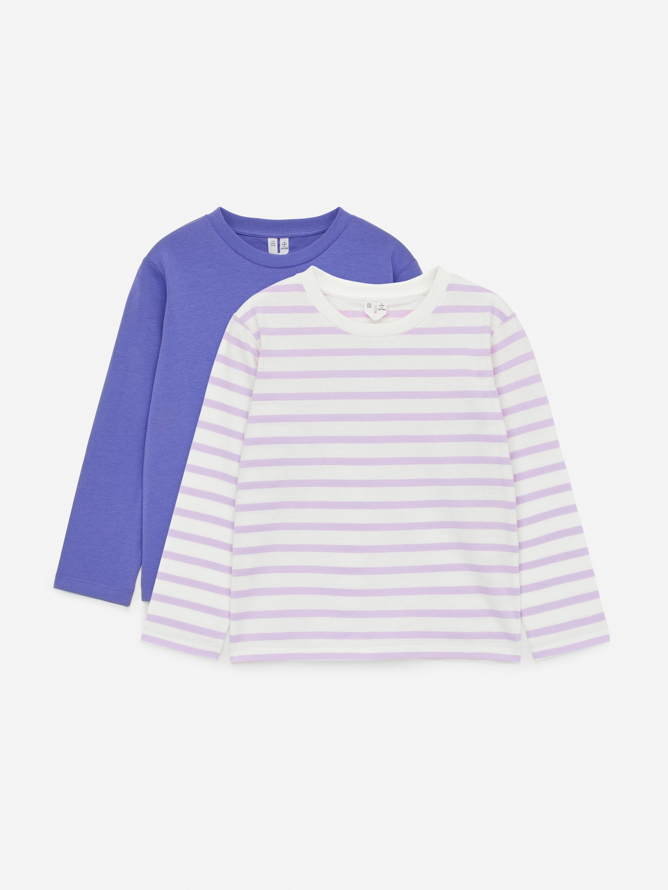 Vis større bilde: Langermet T-skjorte sett med 2 stk - Syrin/hvit - BARN | H&M NO 1