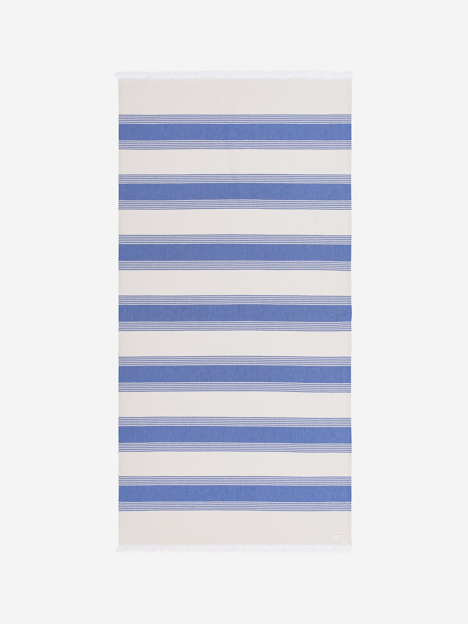 Cotton Beach Blanket - Off White/Blue - 2