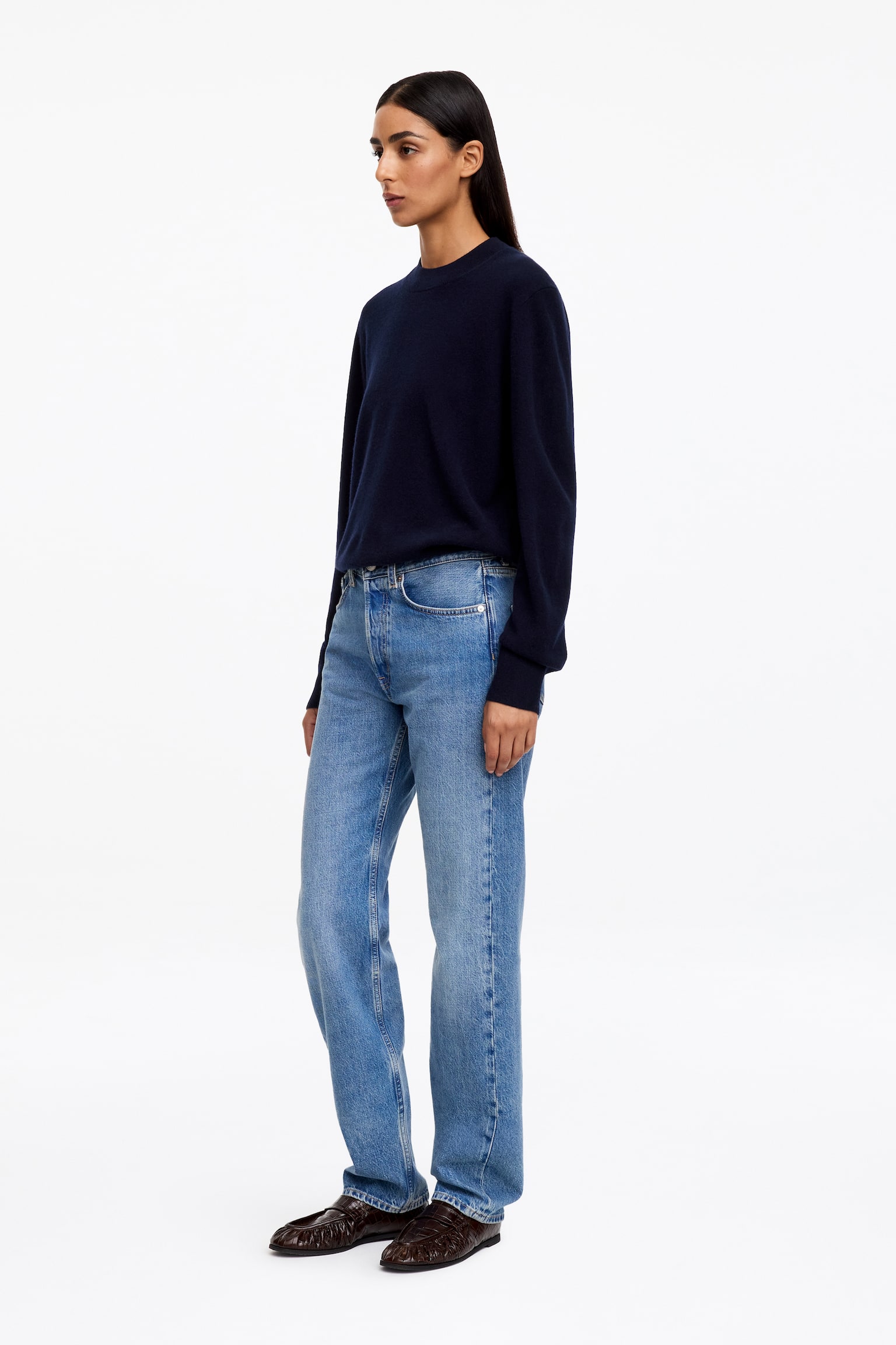 Soft Merino Wool Jumper - Navy/Beige/Red - 1