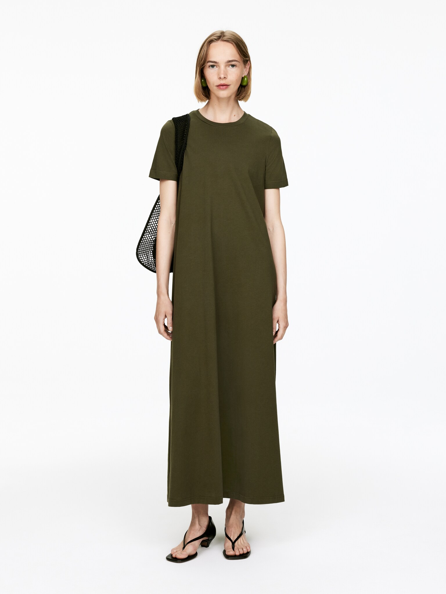 Maxi abito T-shirt - Verde kaki/Blu