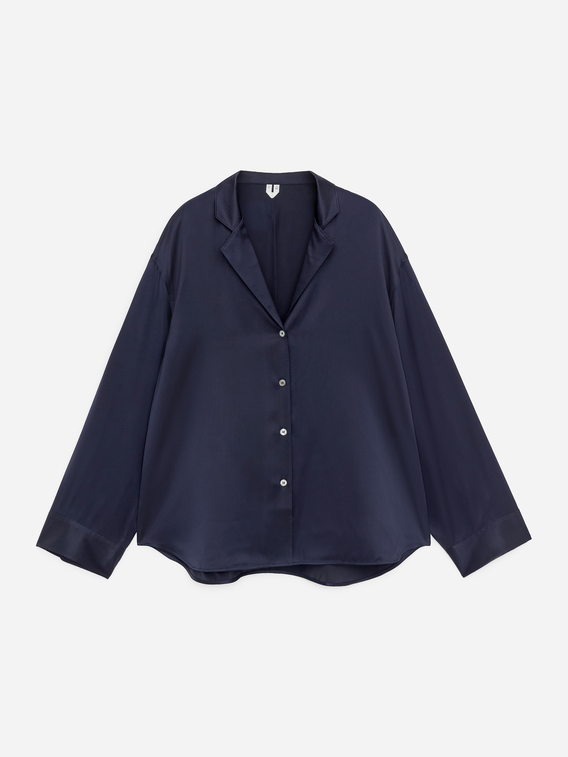 Silk Satin Shirt-Blue-19108