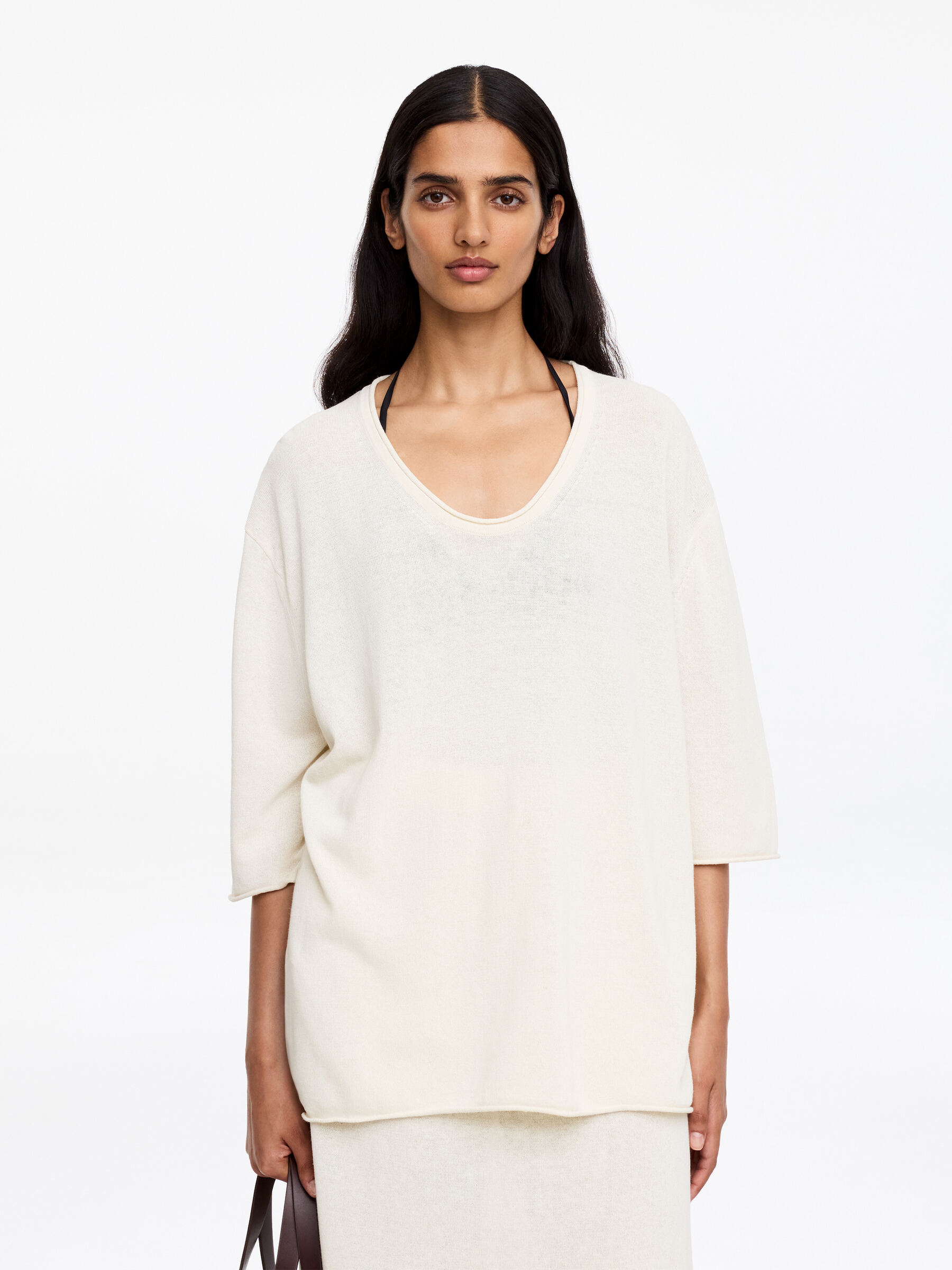 Knitted Linen Blend Top-#EDE9D7-19485