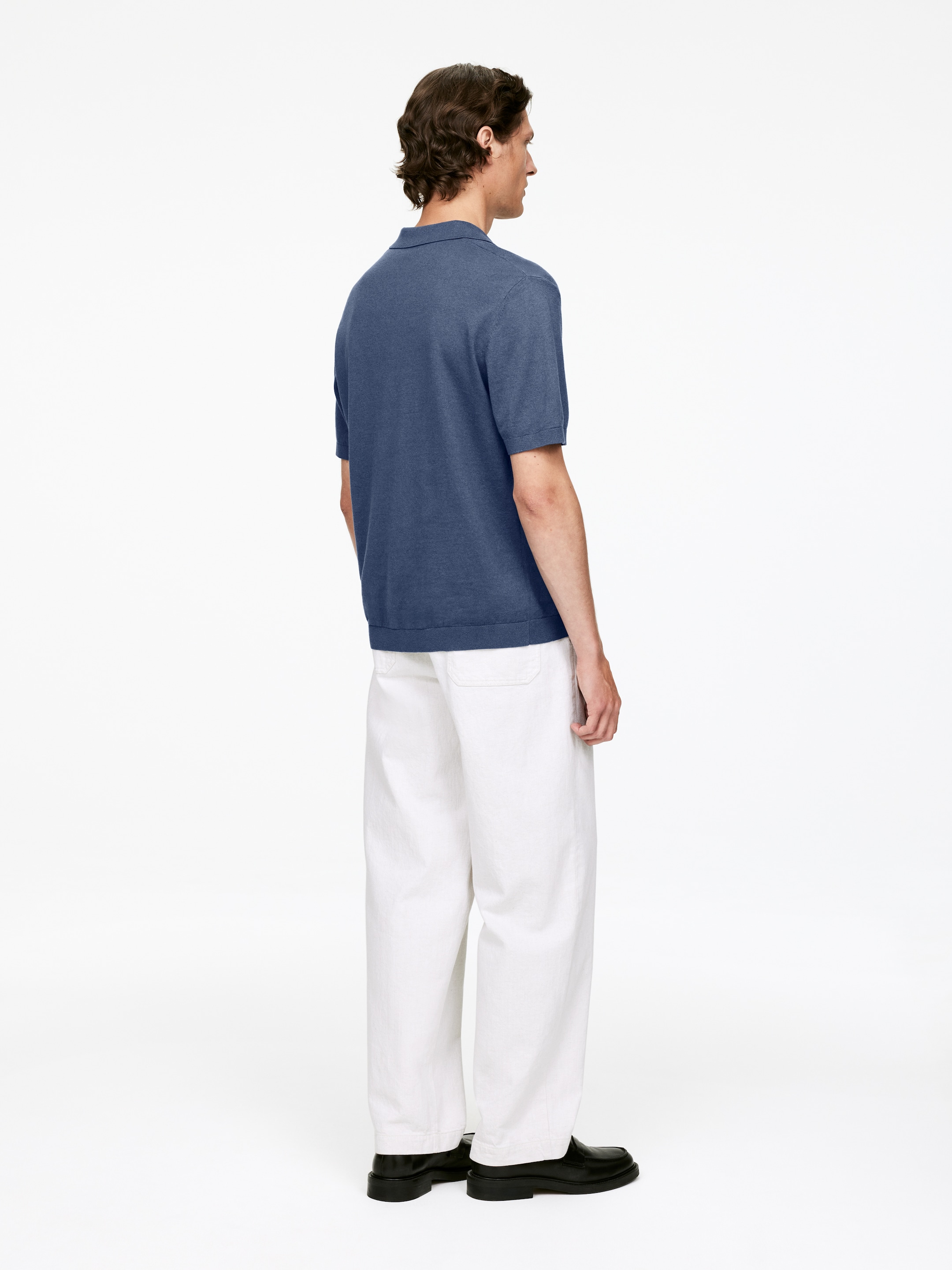 Zobacz większy obraz: Cotton Linen Polo Shirt - Ciemnoniebieski - ON | H&M PL 2