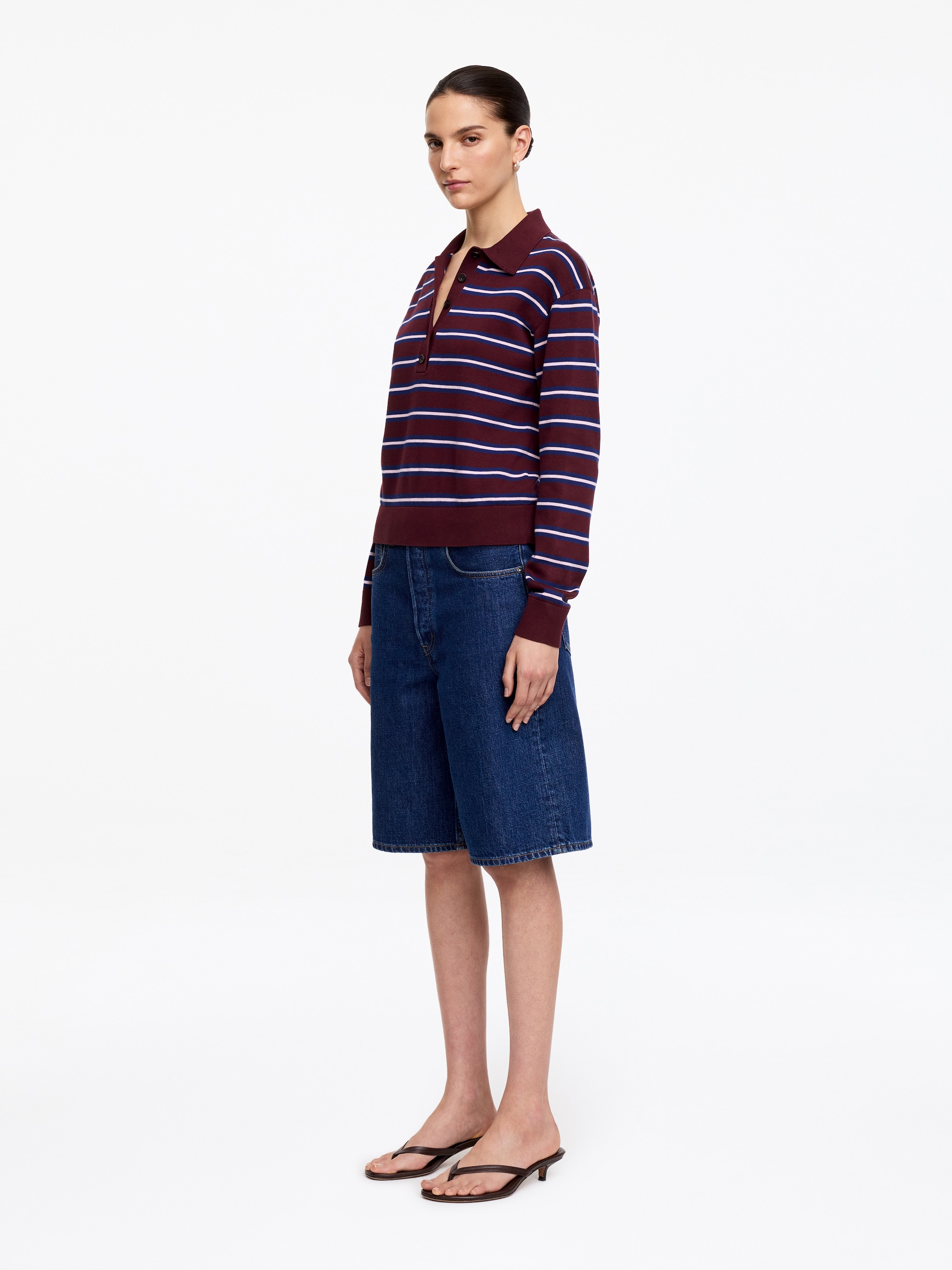 Polo en maille - Rouge foncé/Bleu/Rose - Regular fit - Femme - StillMedia/Lookbook - 4