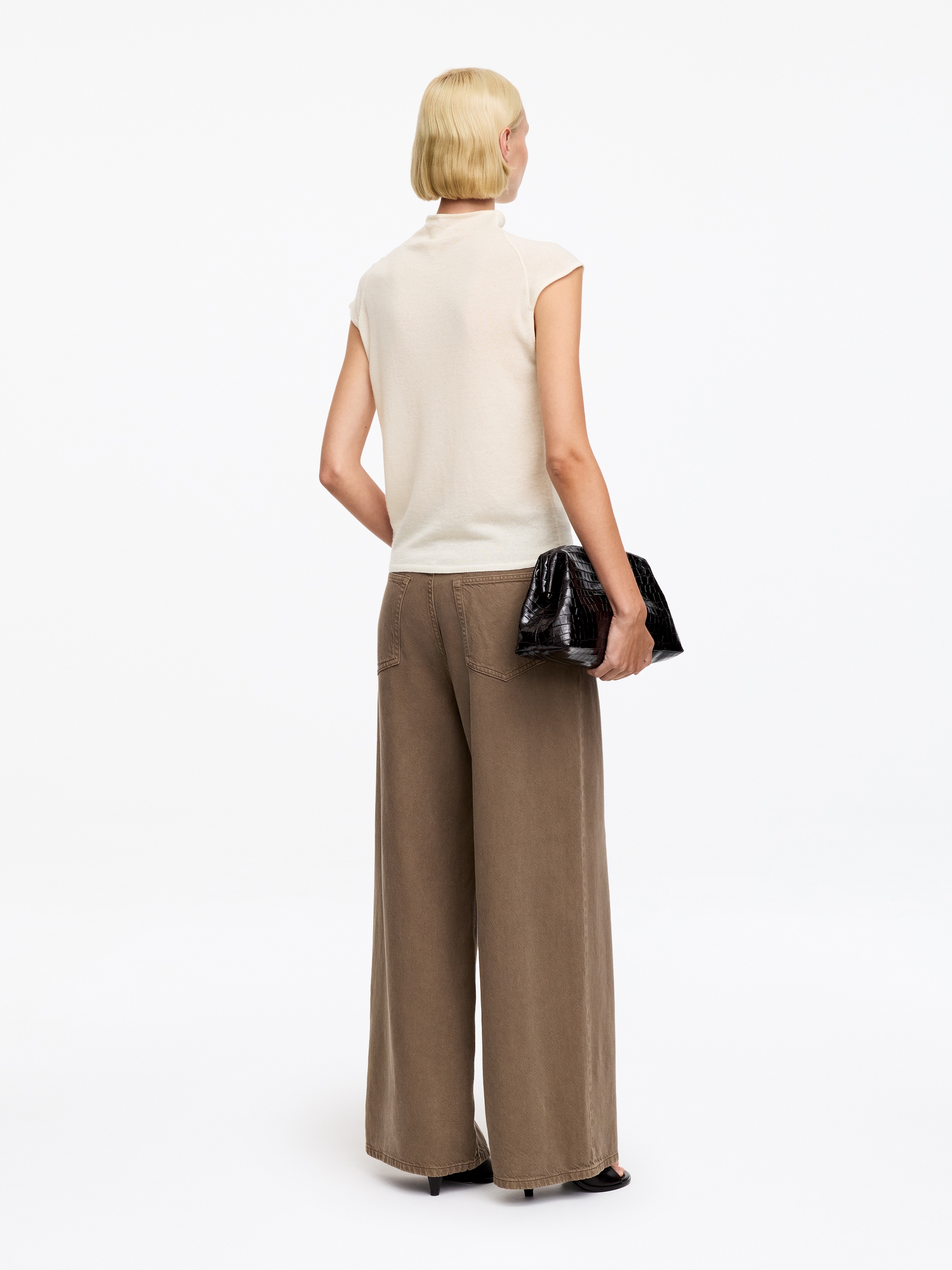 Top de cuello alto en cachemir puro - Blanco roto - Corte ajustado - women - StillMedia/Lookbook - 4