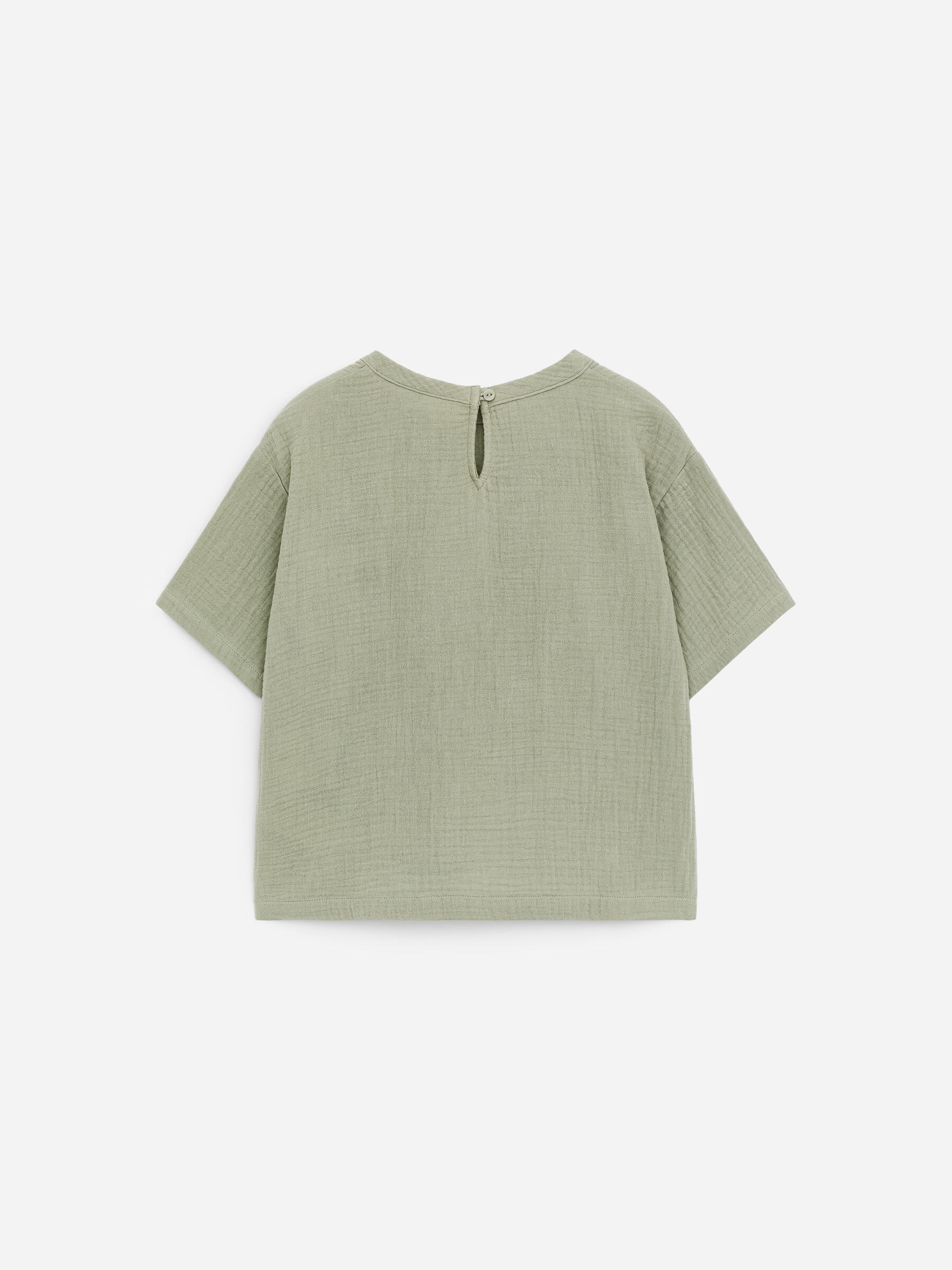 Cotton Muslin T-Shirt - Khaki Green - Regular fit - Children - StillMedia/DescriptiveStillLife - 1
