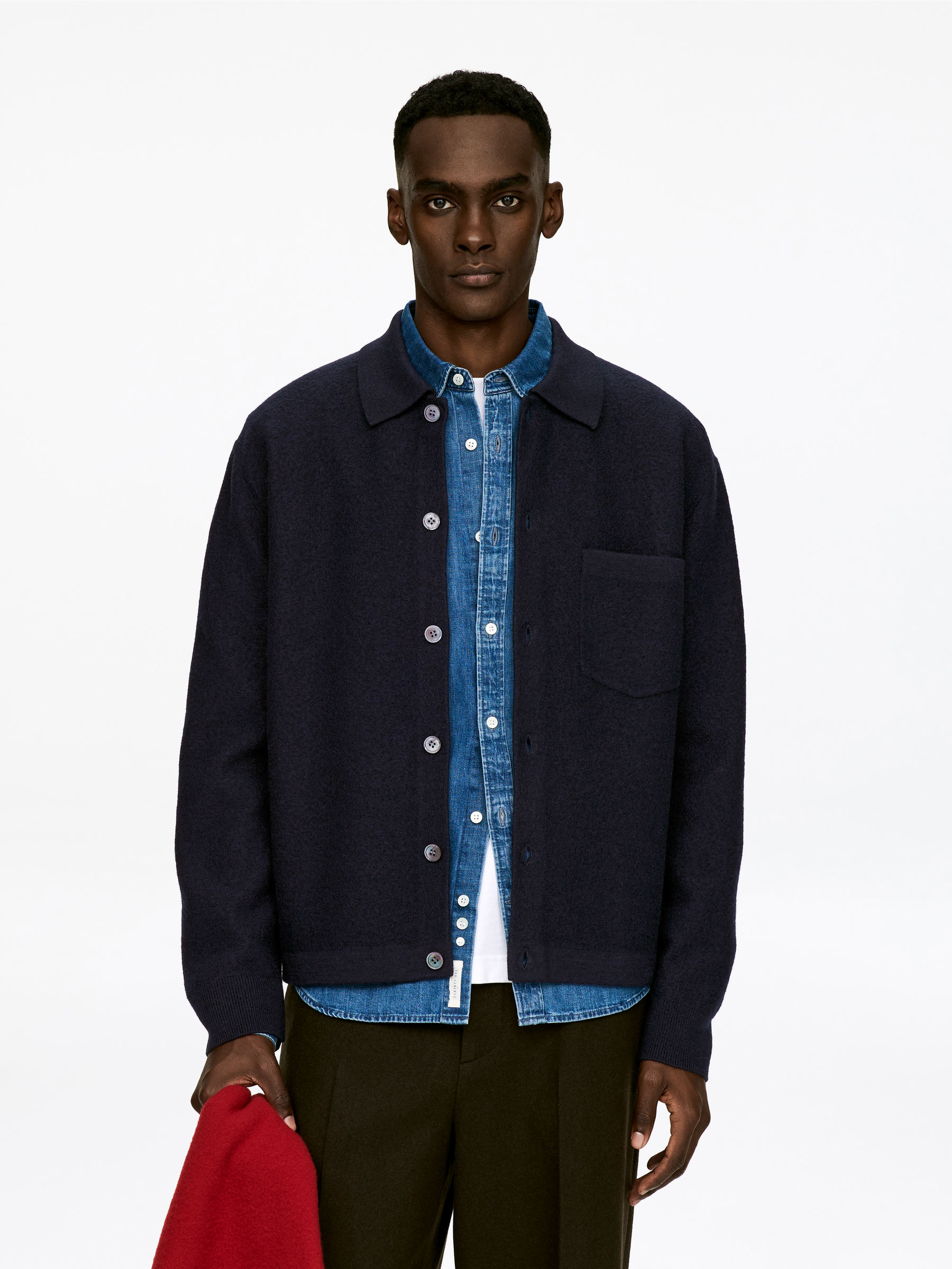 Boiled Wool Cardigan-#272930-17108