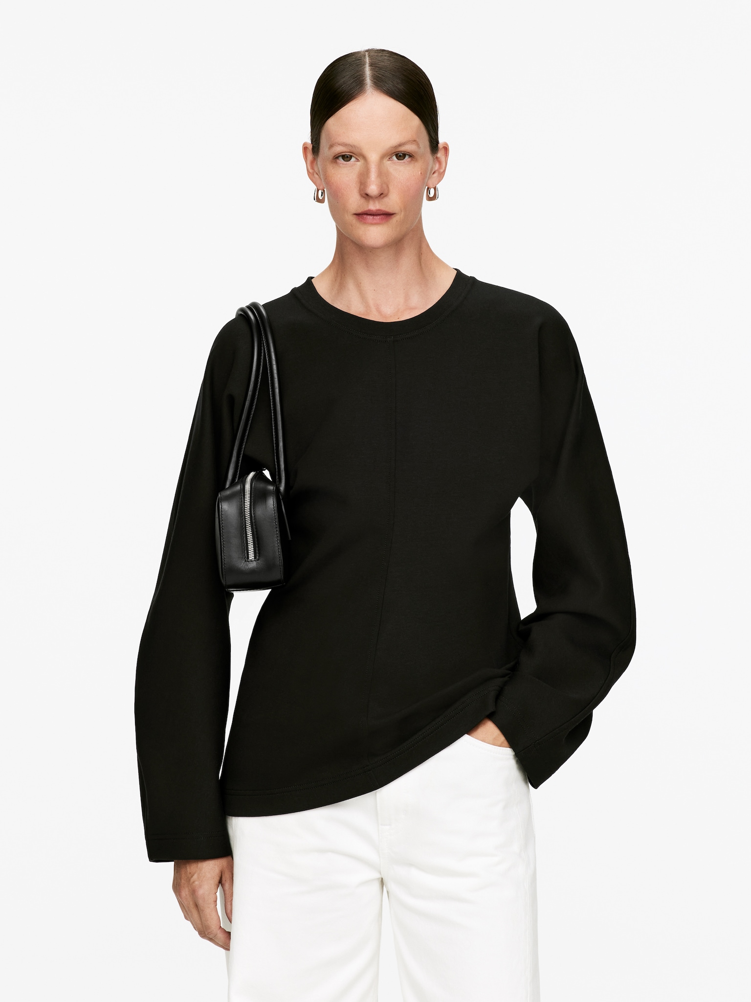 Sweatshirt met vleermuismouwen - Zwart