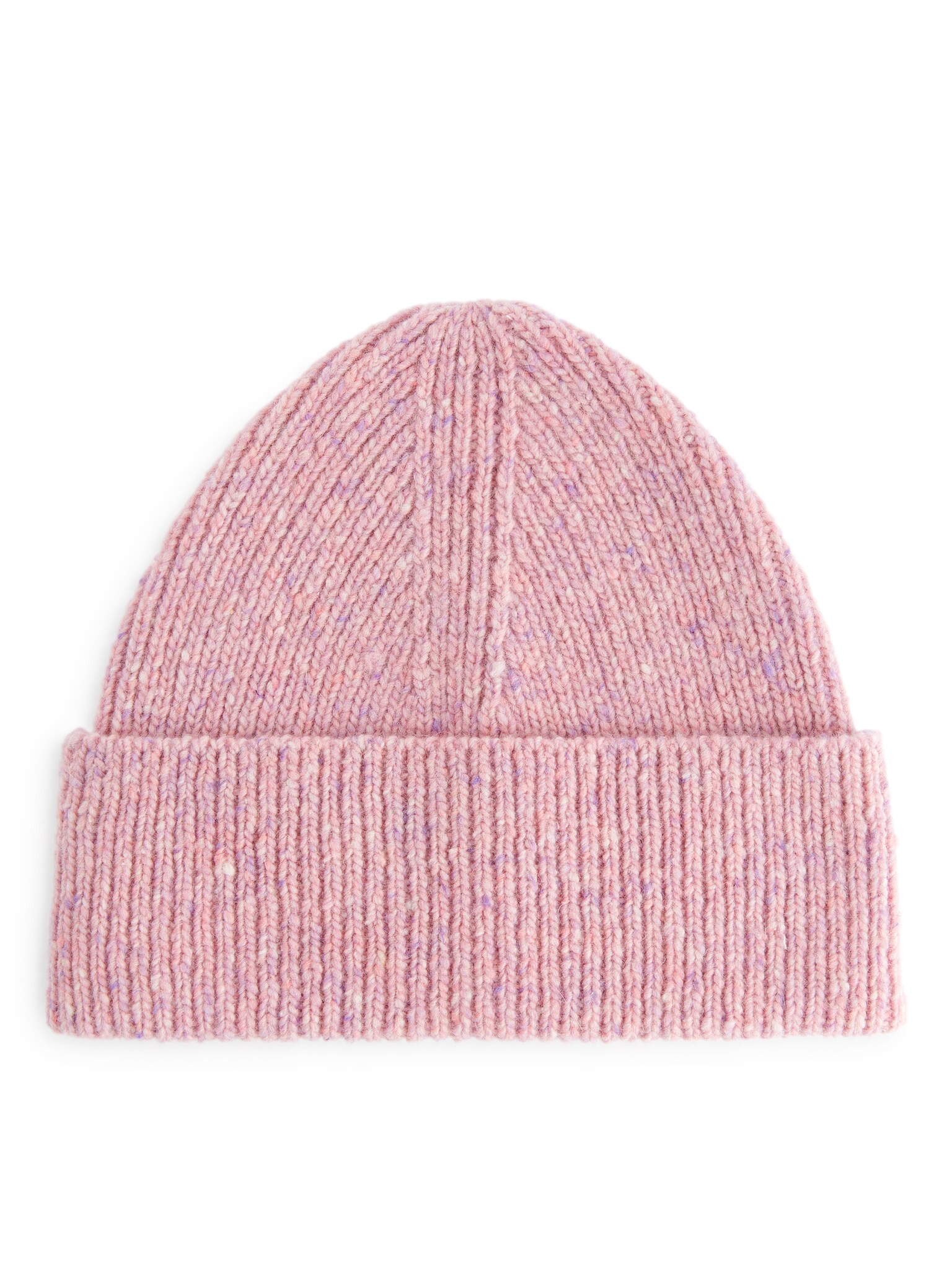Ribbed Wool-Blend Beanie - Pink Melange