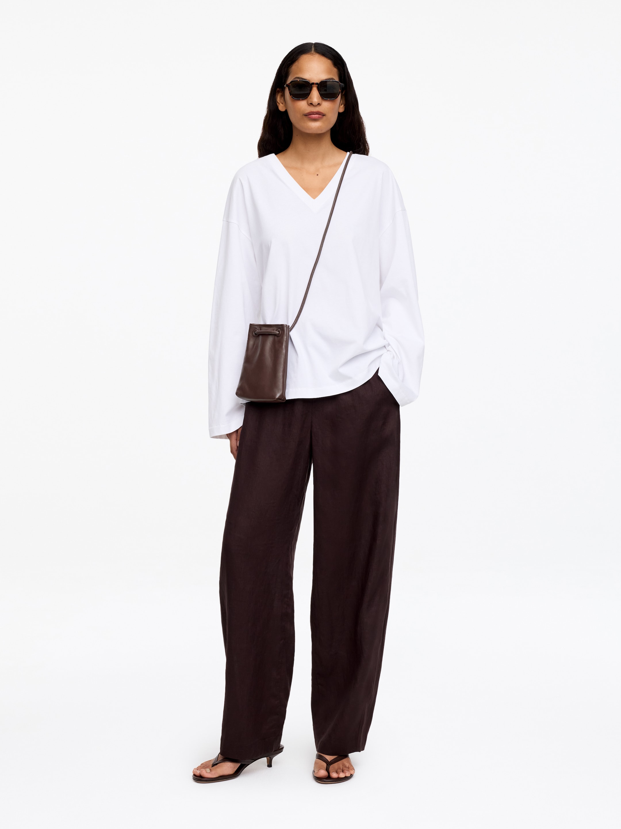 Sac en cuir à bandoulière - Marron foncé - Femme - StillMedia/Lookbook - 3