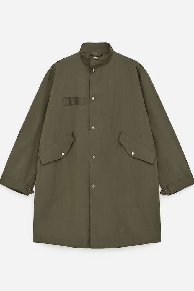 Cotton Blend Parka - Khaki Green - 1
