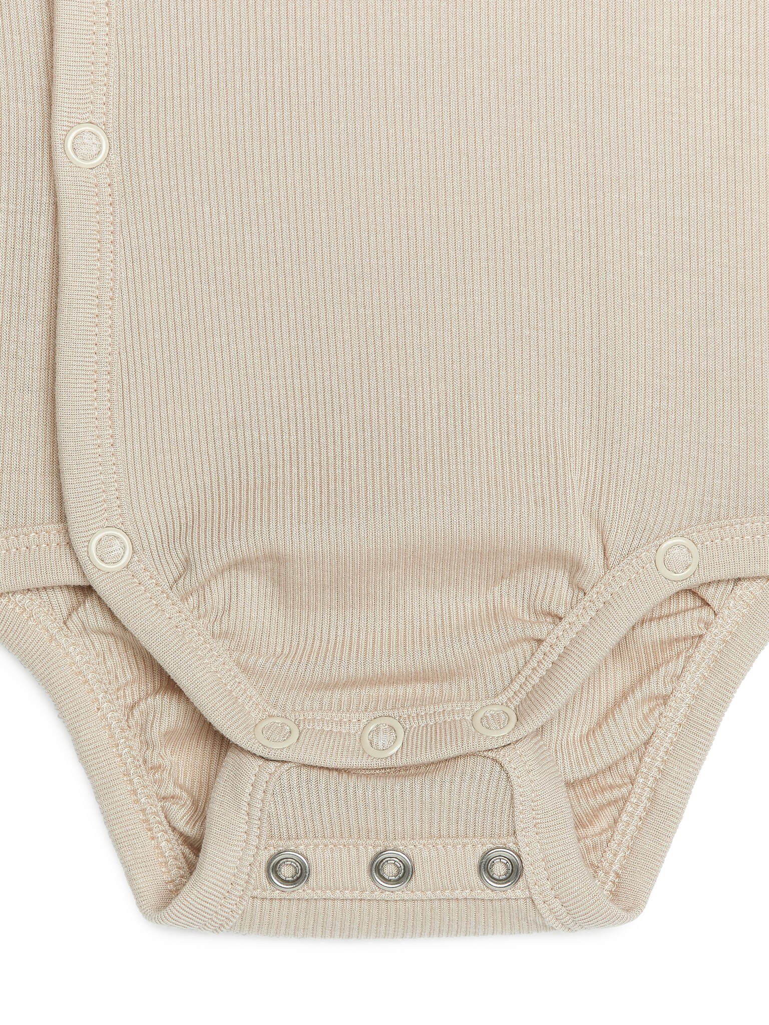 Newborn Smooth Rib Bodysuit - Beige/Light Blue - 2