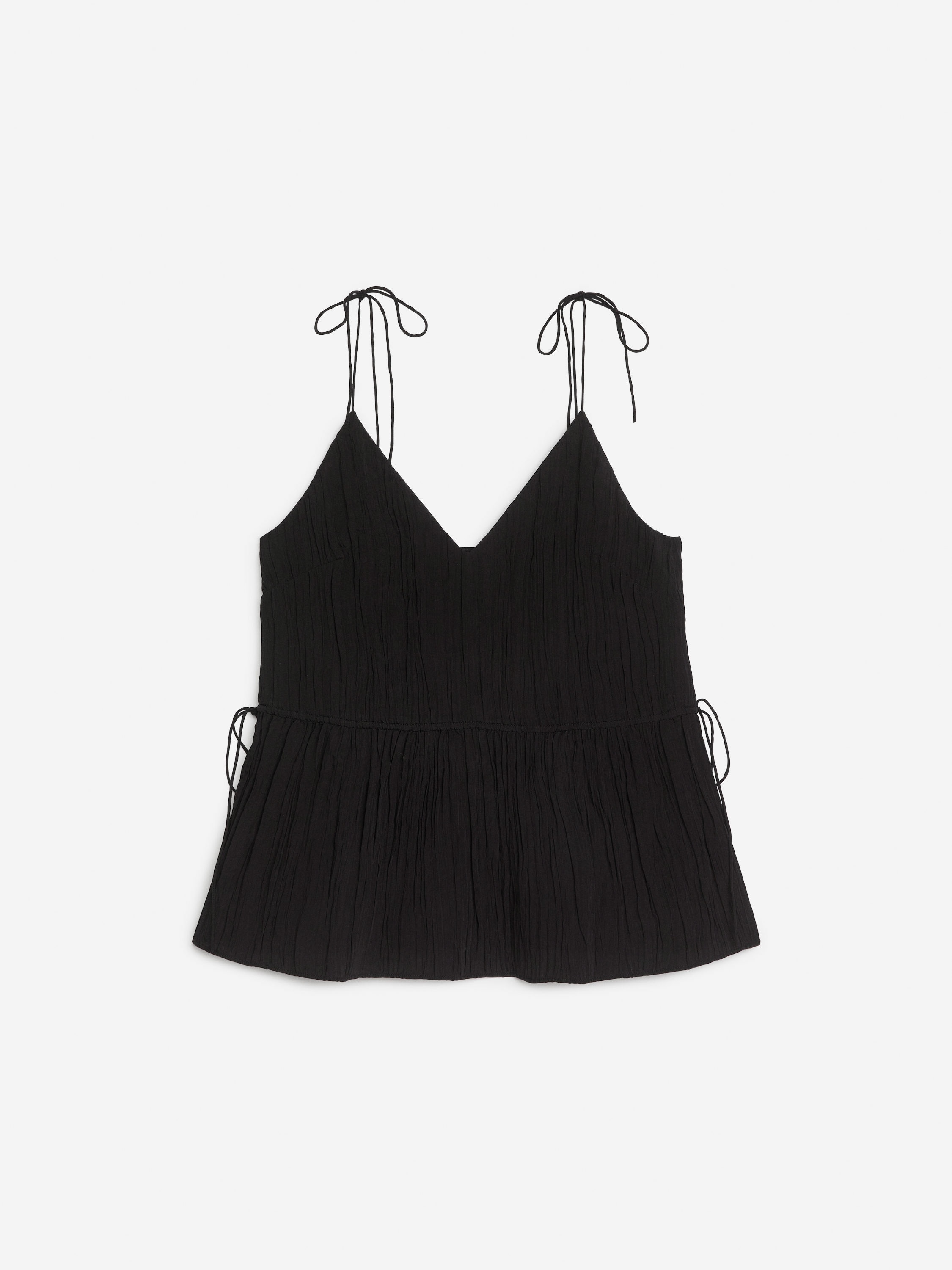 Crinkle Strap Top-#272628-7866