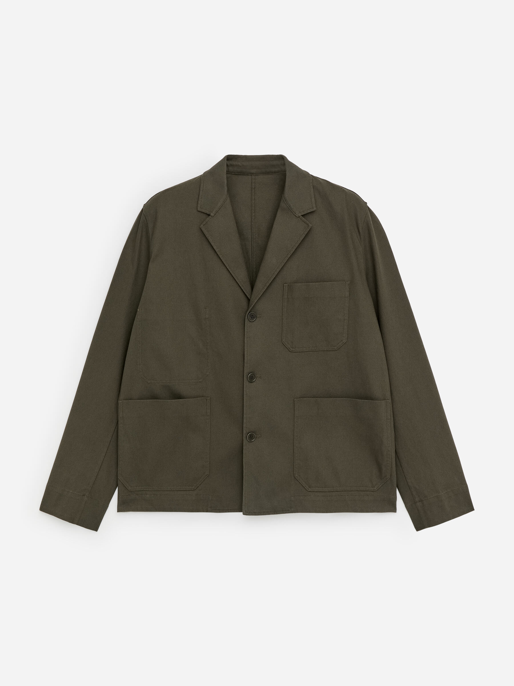 Blazer relajado de algodón y lino-#625B43-18942