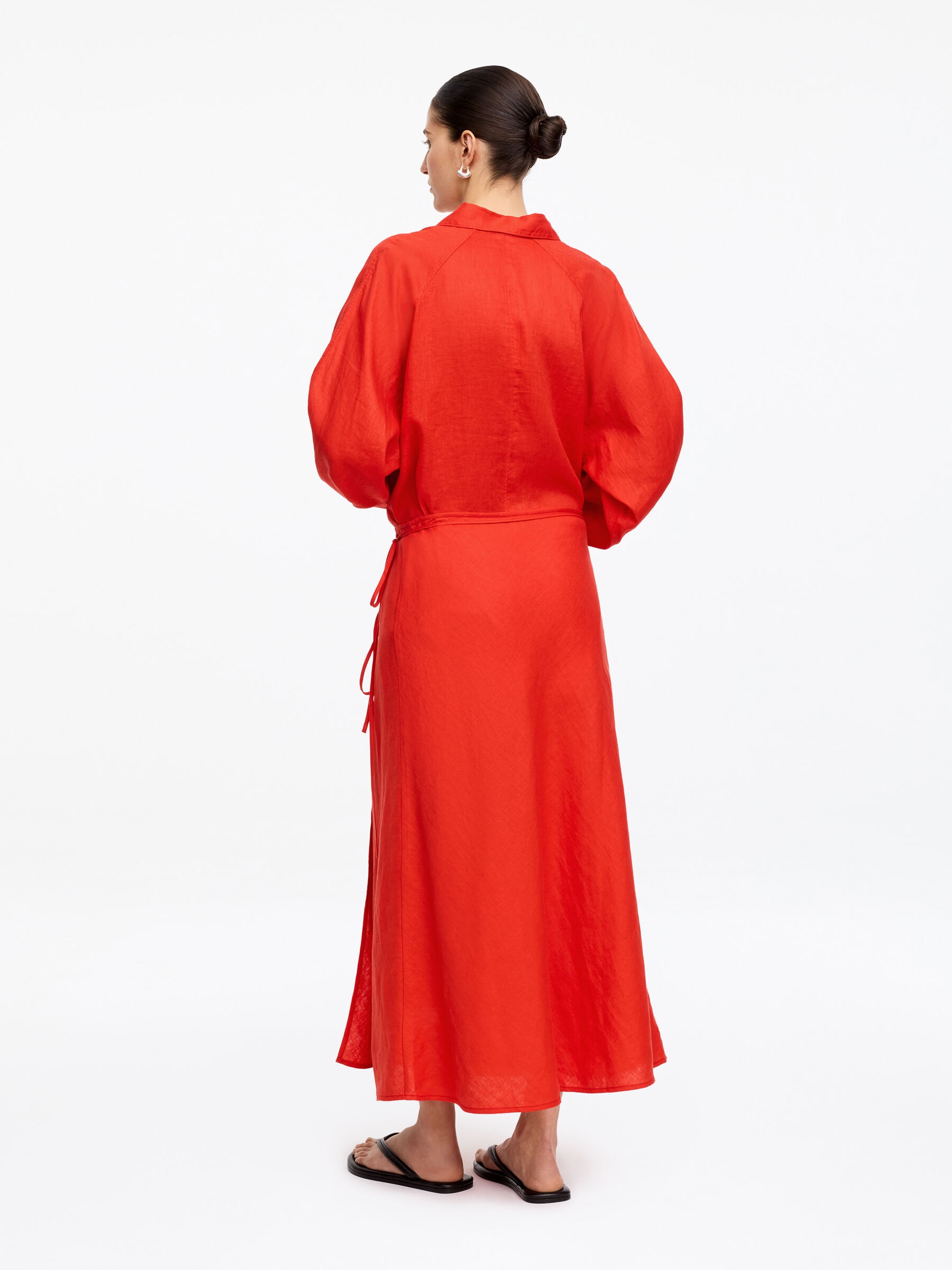 Omlottkjol i linne - Röd - Regular fit - Women - StillMedia/Lookbook - 4