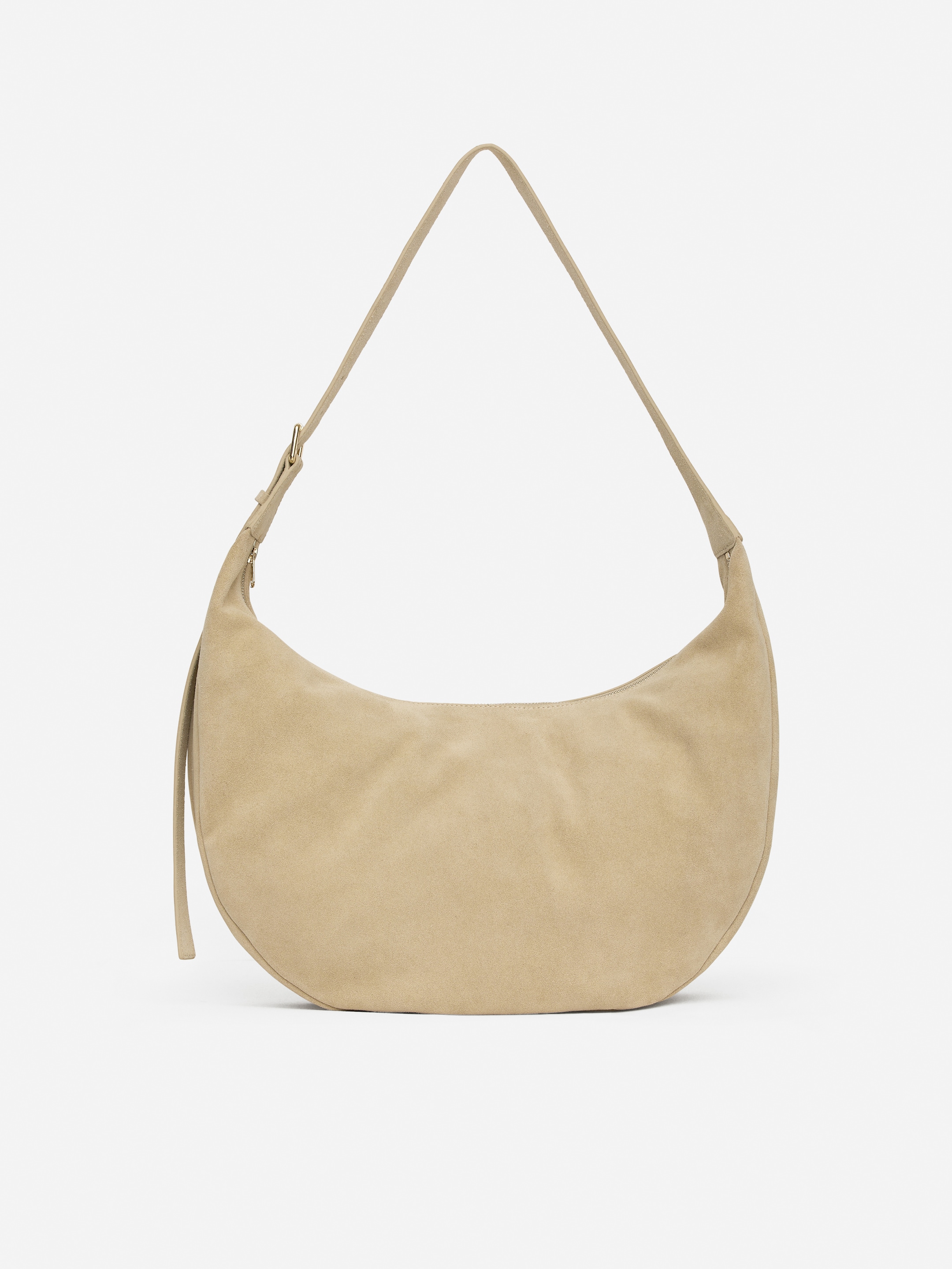 Geschwungene Tasche aus Spaltvelours-#C1B594-15716