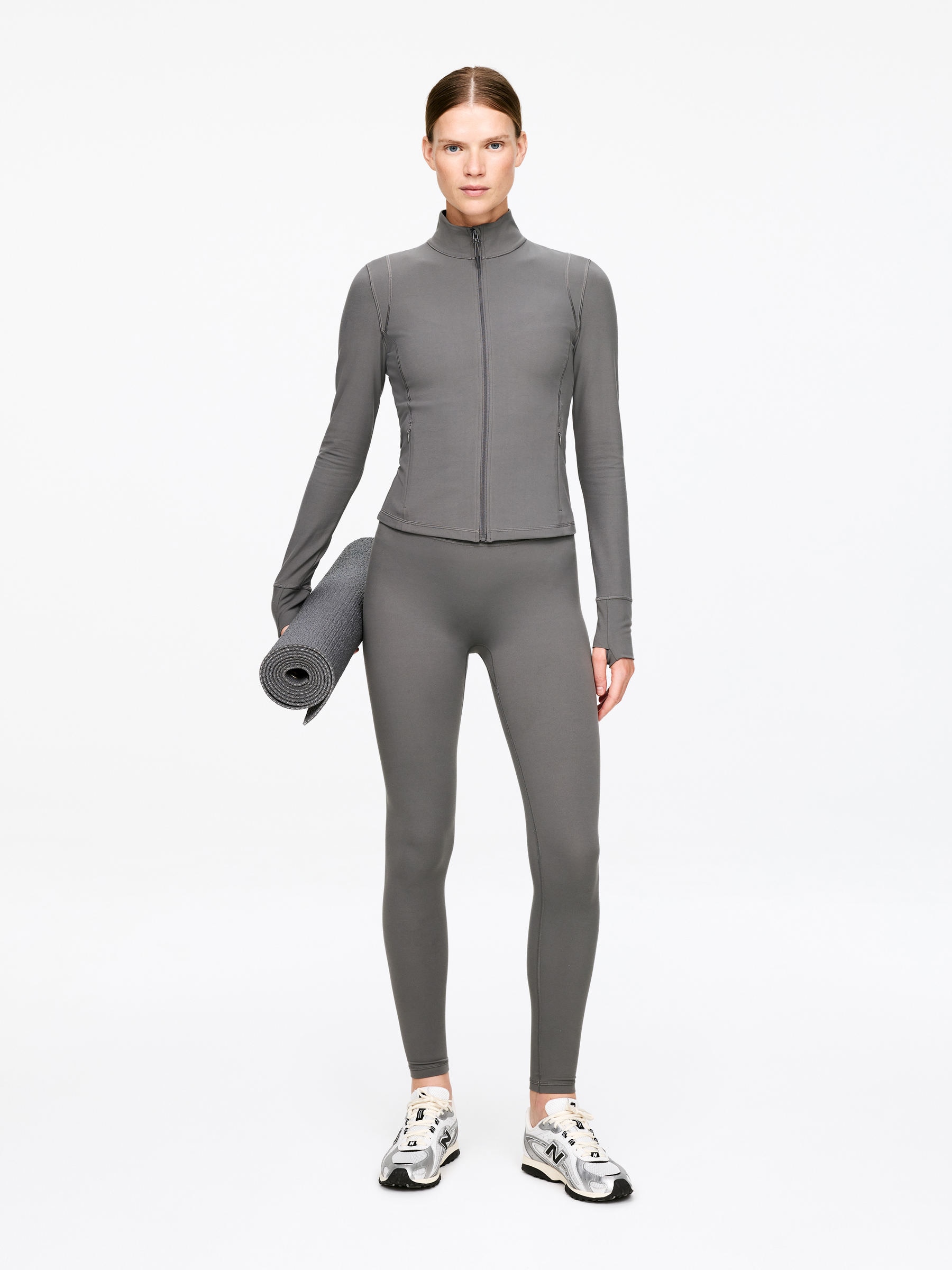 Soft Stretch Zip Jacket-#5E5C5B-17809