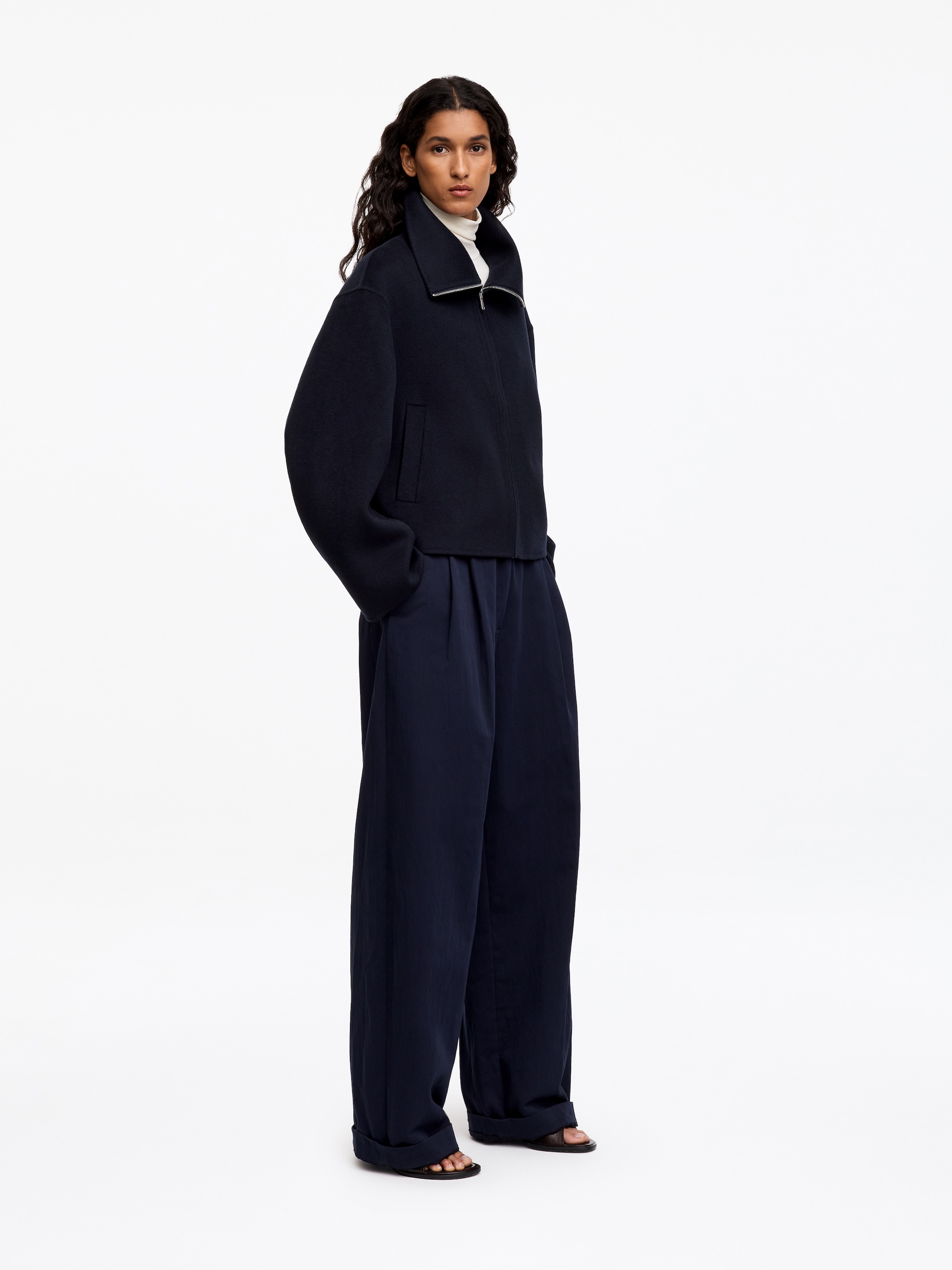 Giacca in tessuto doppiato di misto lana - Blu navy - Regular fit - women - StillMedia/Lookbook - 5