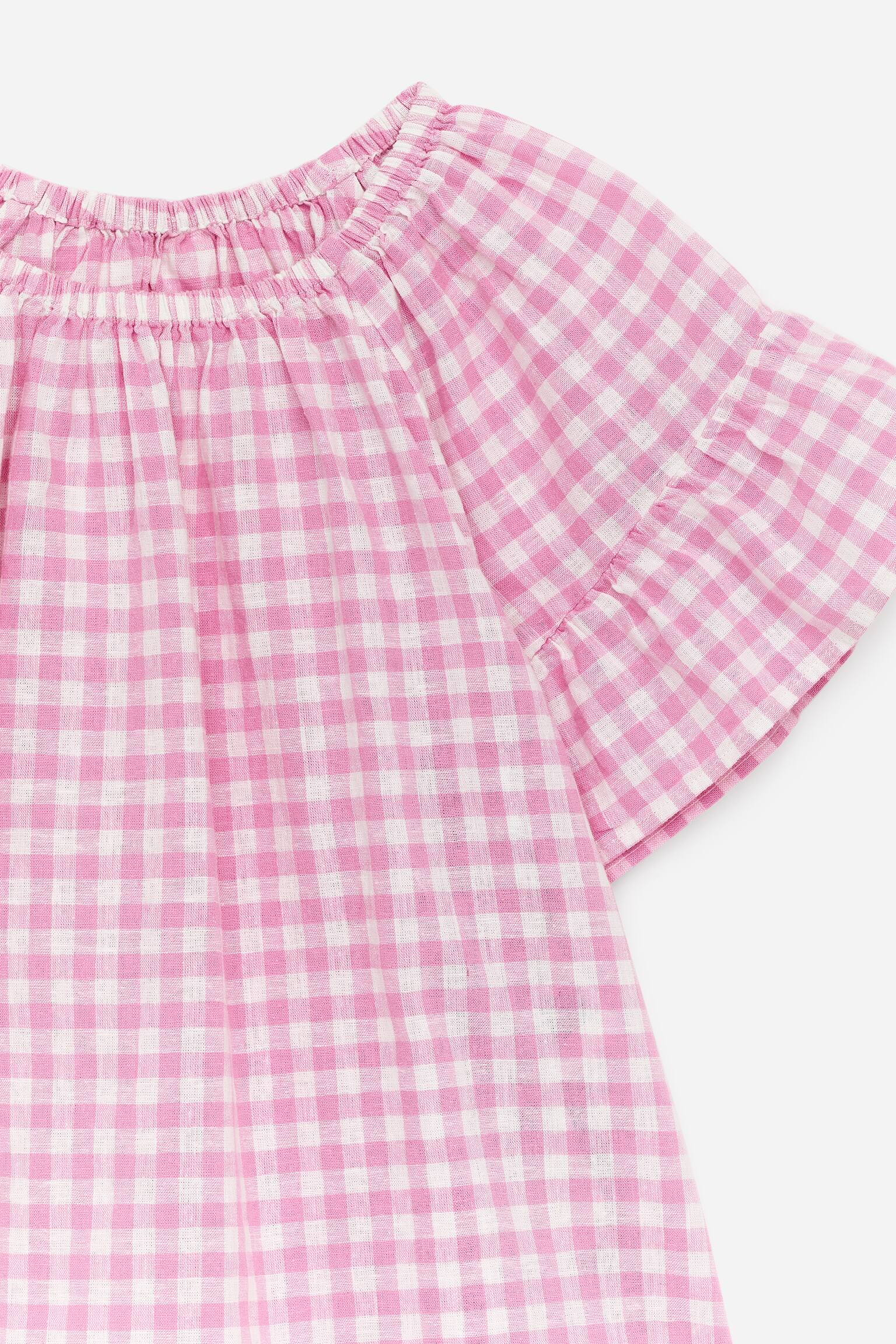 Topp i bomull och linne - Rosa/vit - 2