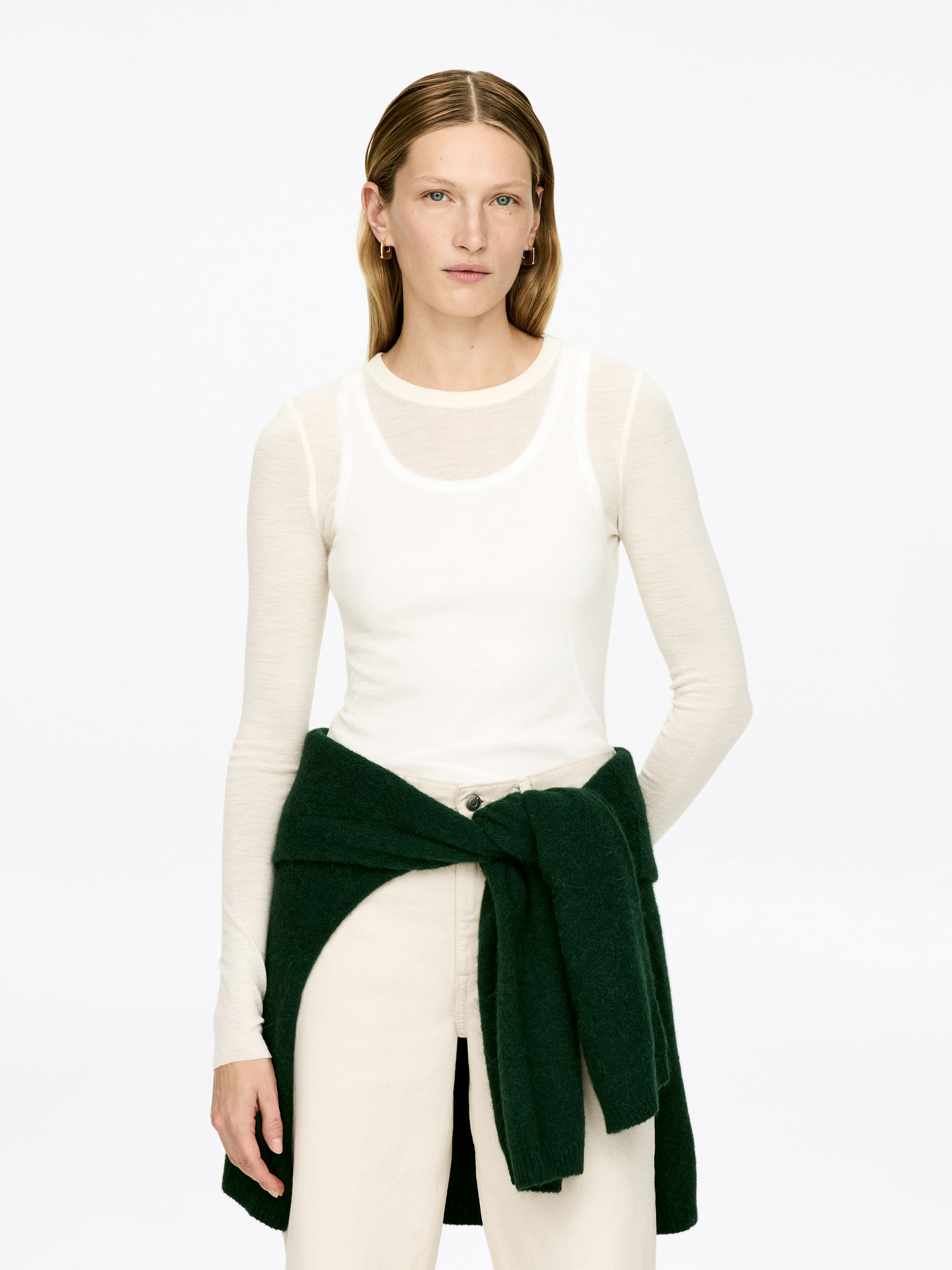 Long-Sleeved Merino Top - Beige - Slim fit - Women - StillMedia/Lookbook - 4