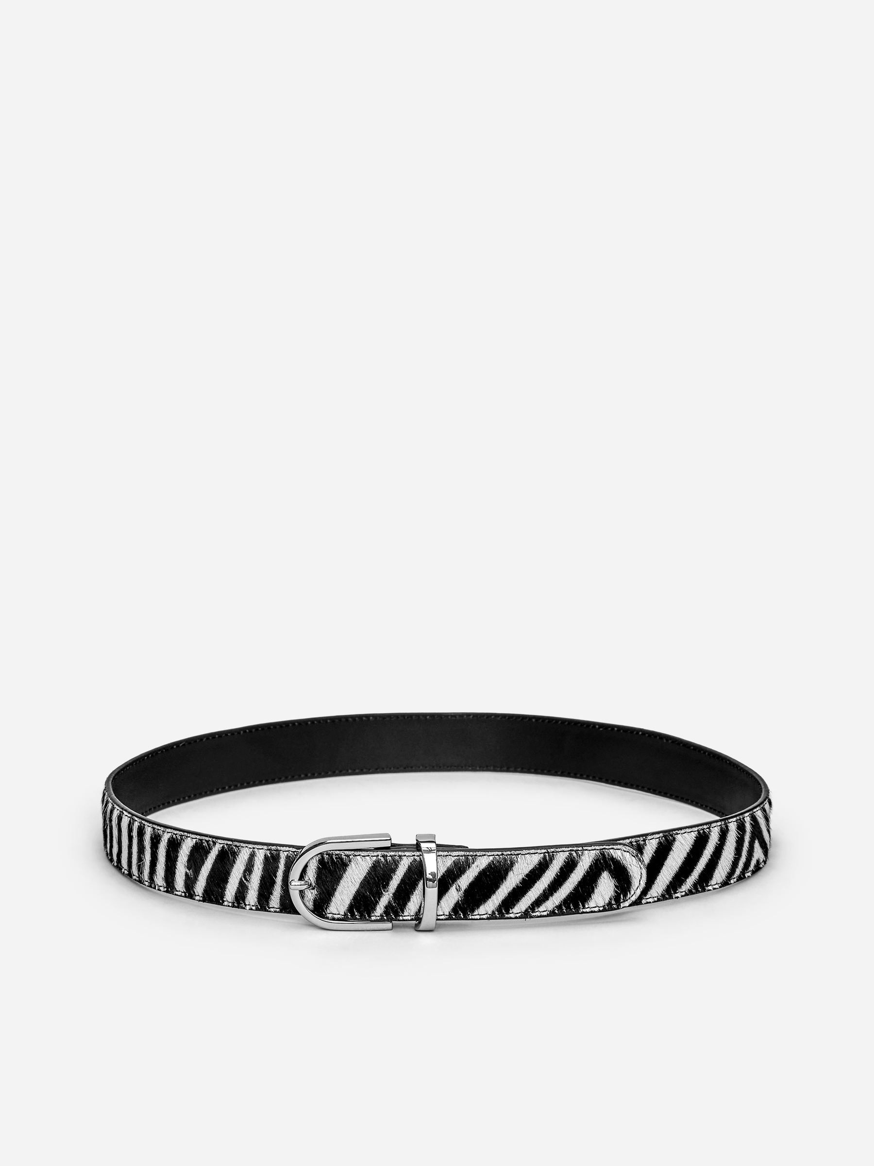 Zebra-Print Leather Belt-#272627-17629