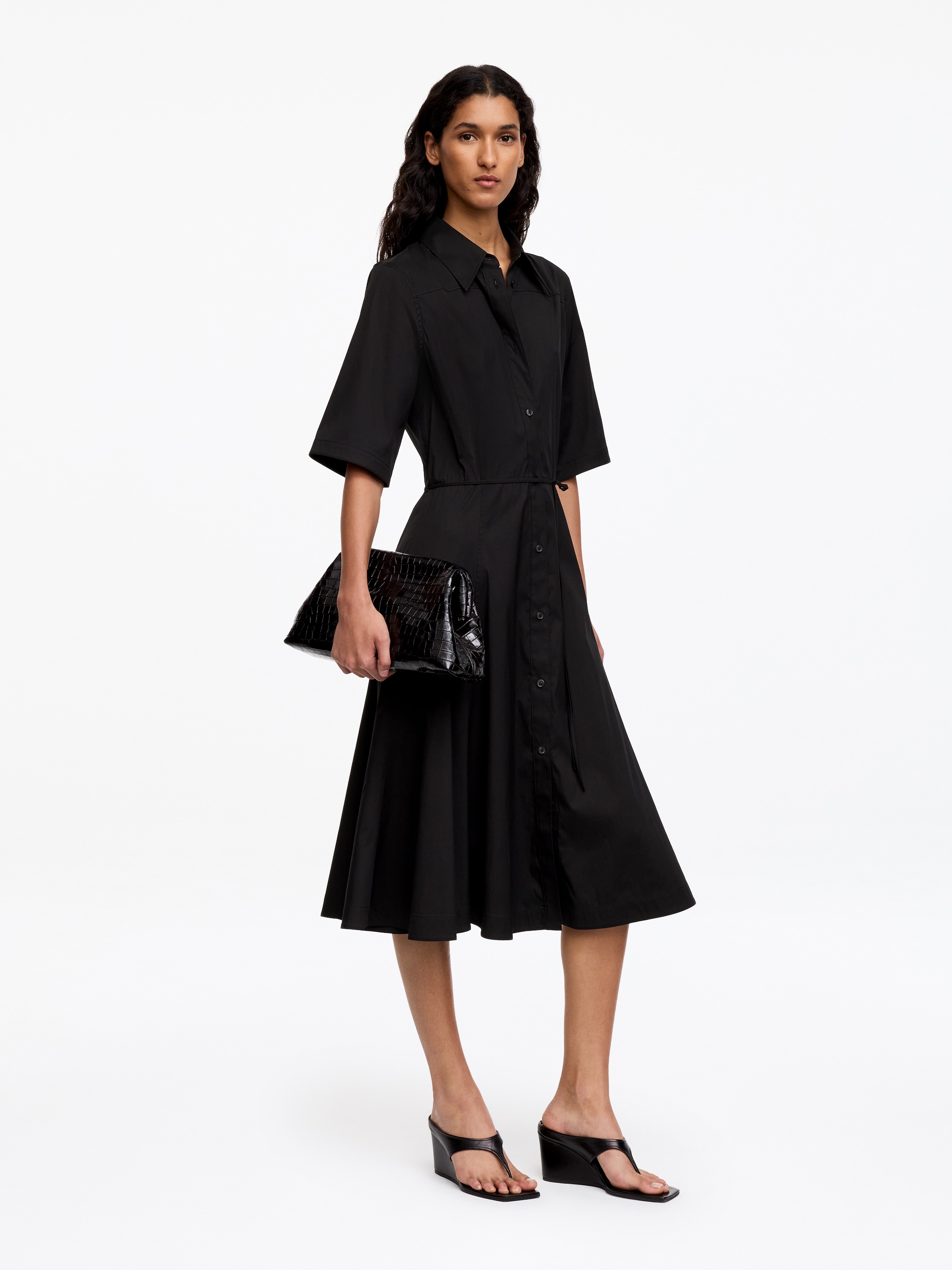 Robe-chemise en coton - Noir - Regular fit - Femme - StillMedia/Lookbook - 3