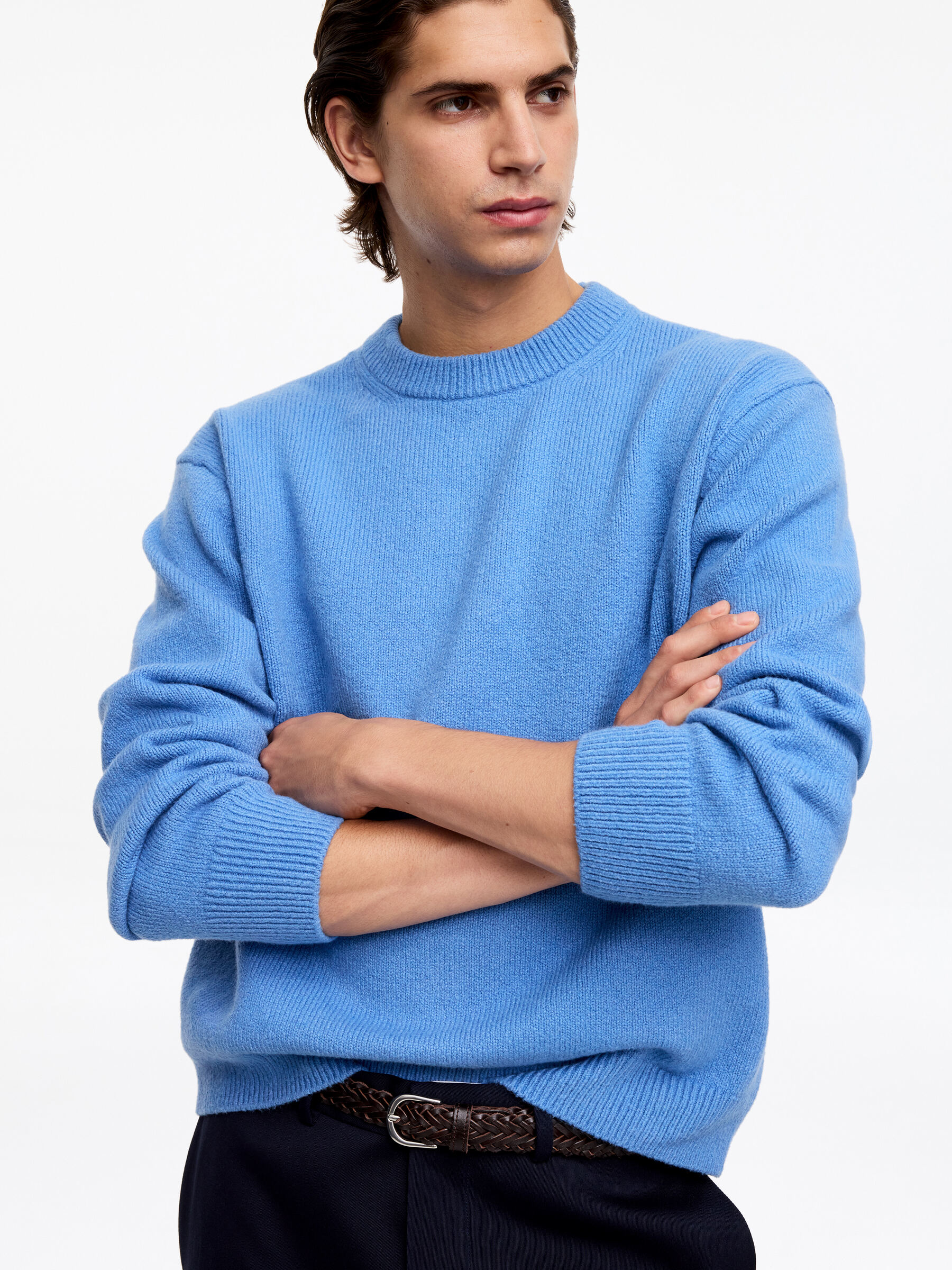 Stickad tröja - Blå - Loose fit - Men - StillMedia/Lookbook - 4
