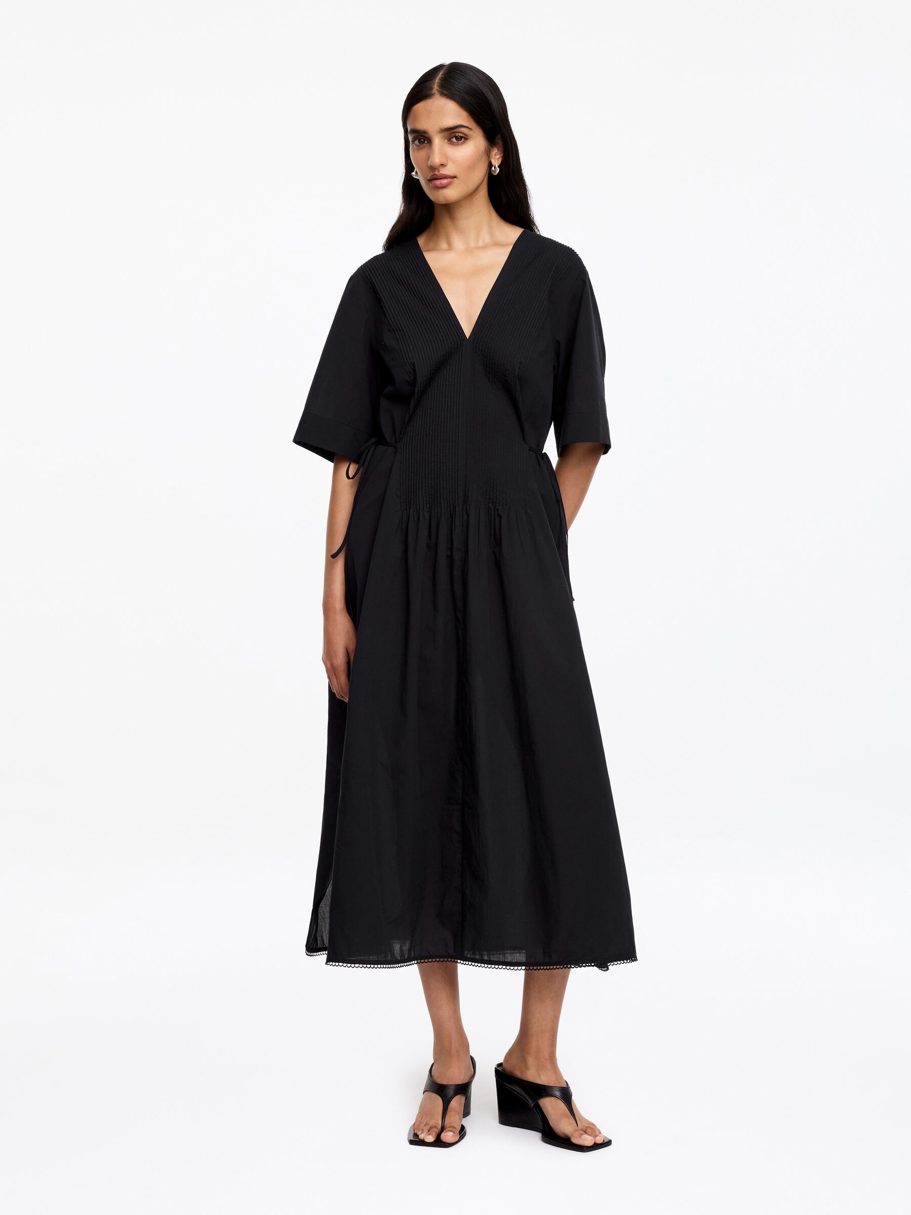 Robe en voile de coton bordée de dentelle-#272627-19395