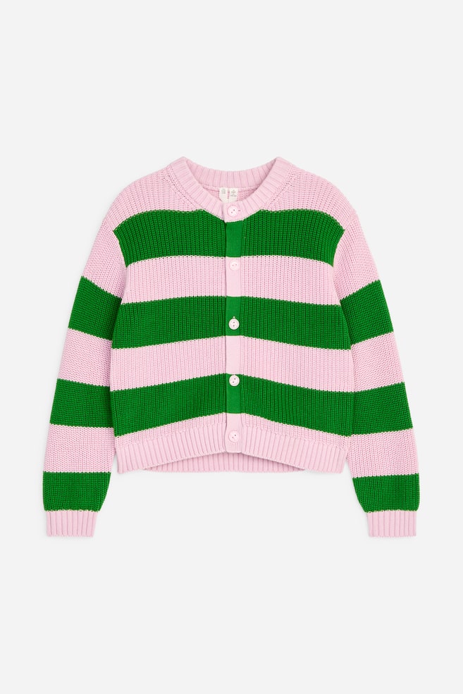 Cotton Cardigan - Green/Pink - 1