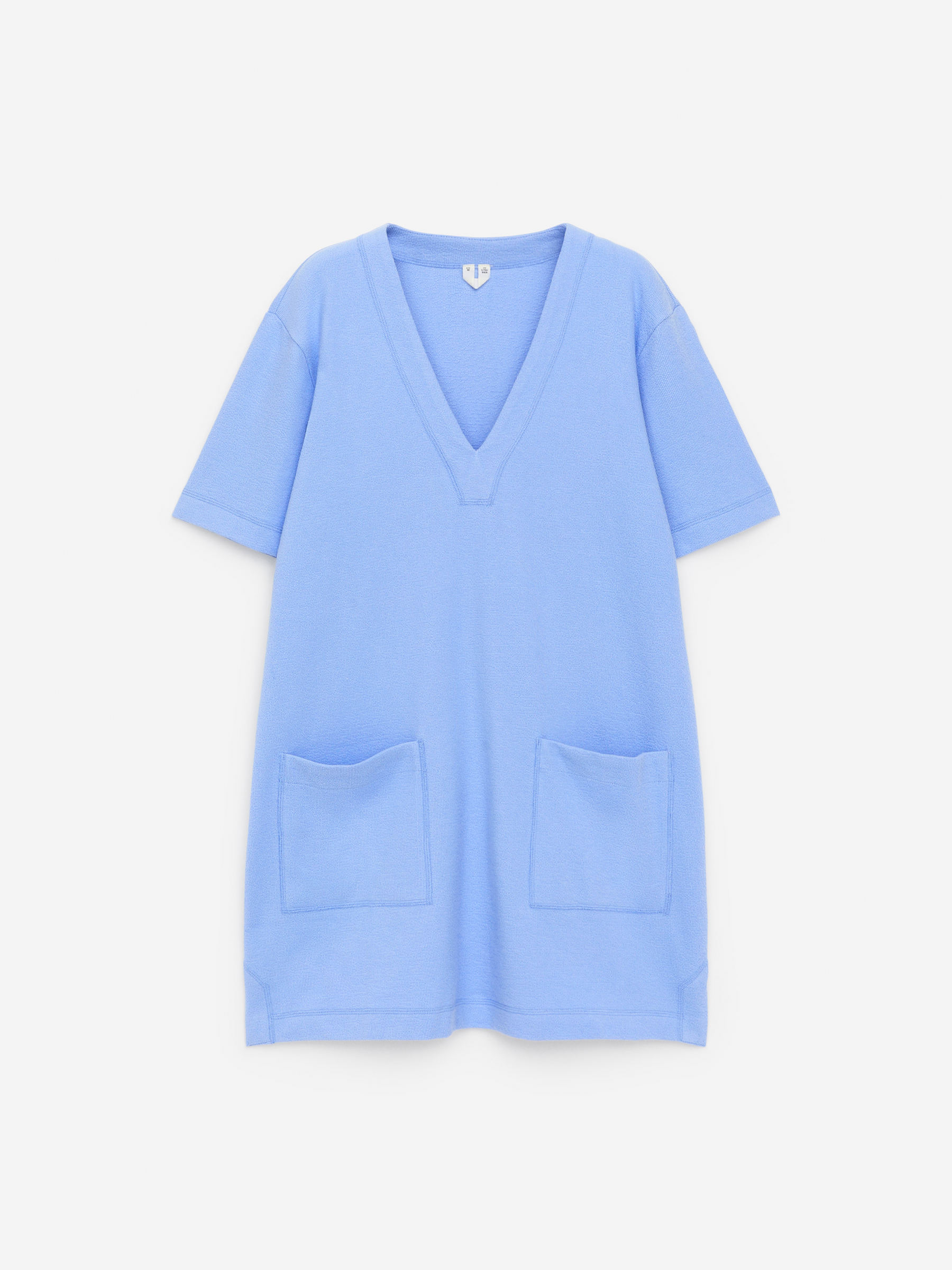 Cotton Towelling Dress-Blue-15669