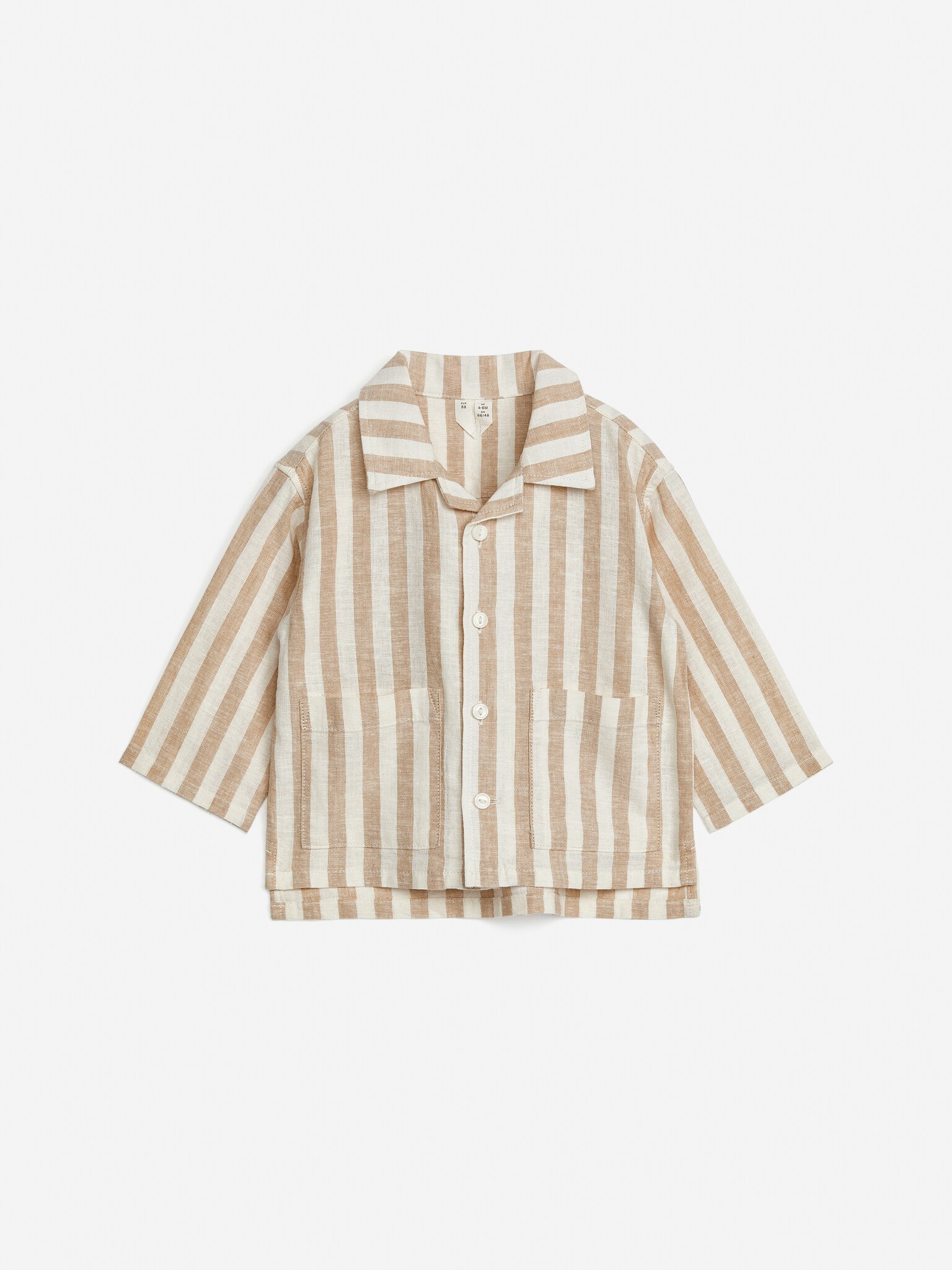 Chemise en lin et coton - Beige/Blanc