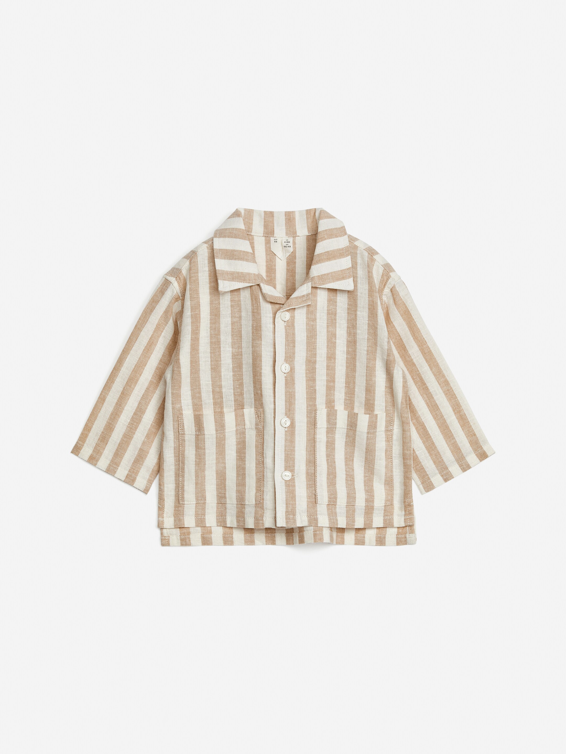 Zobrazit větší obrázek: Košile z lnu a bavlny - Béžová/Bílá - DĚTI | H&M CZ 1