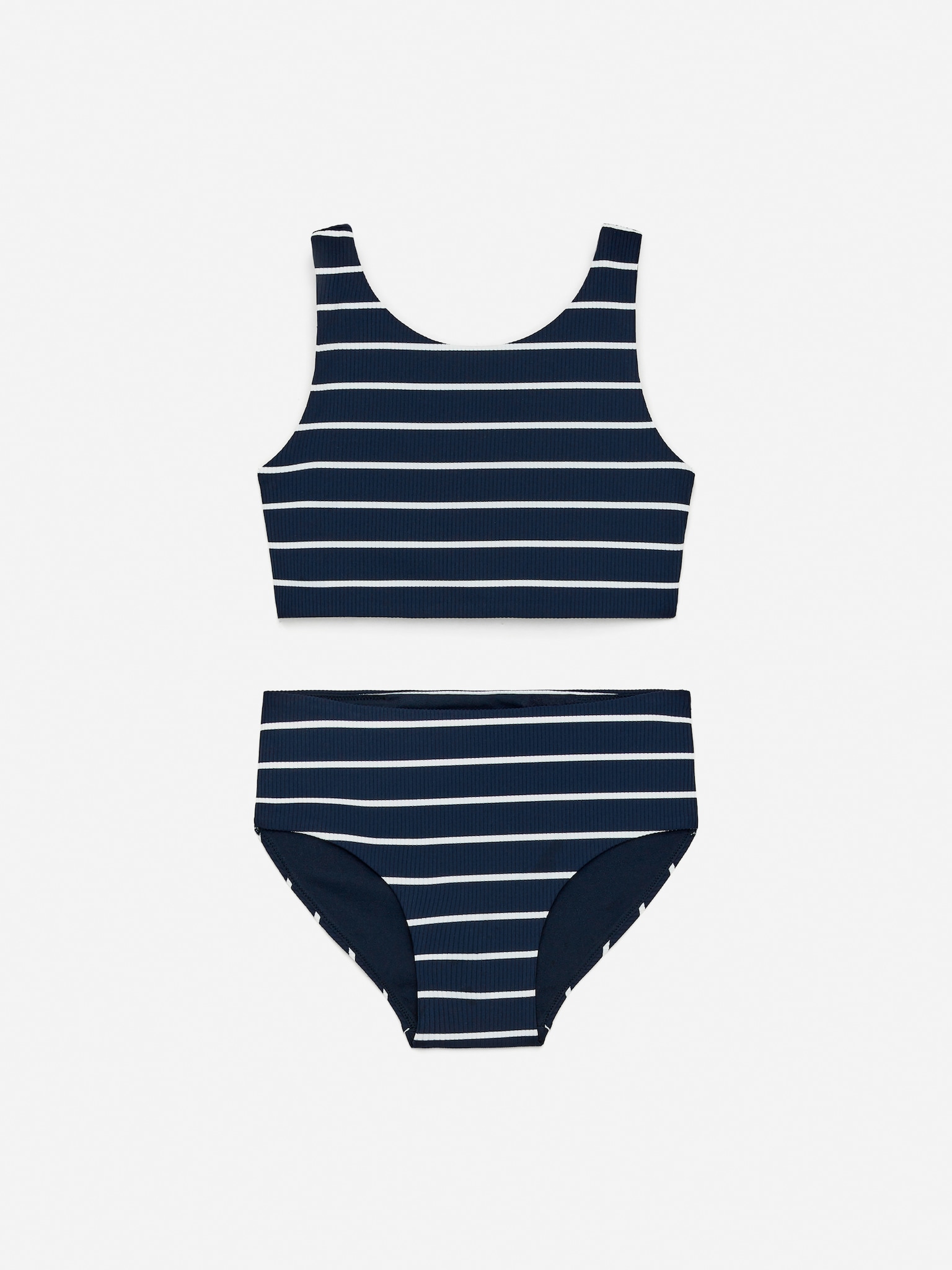 Maillot côtelé UPF50+ - Bleu foncé/Blanc