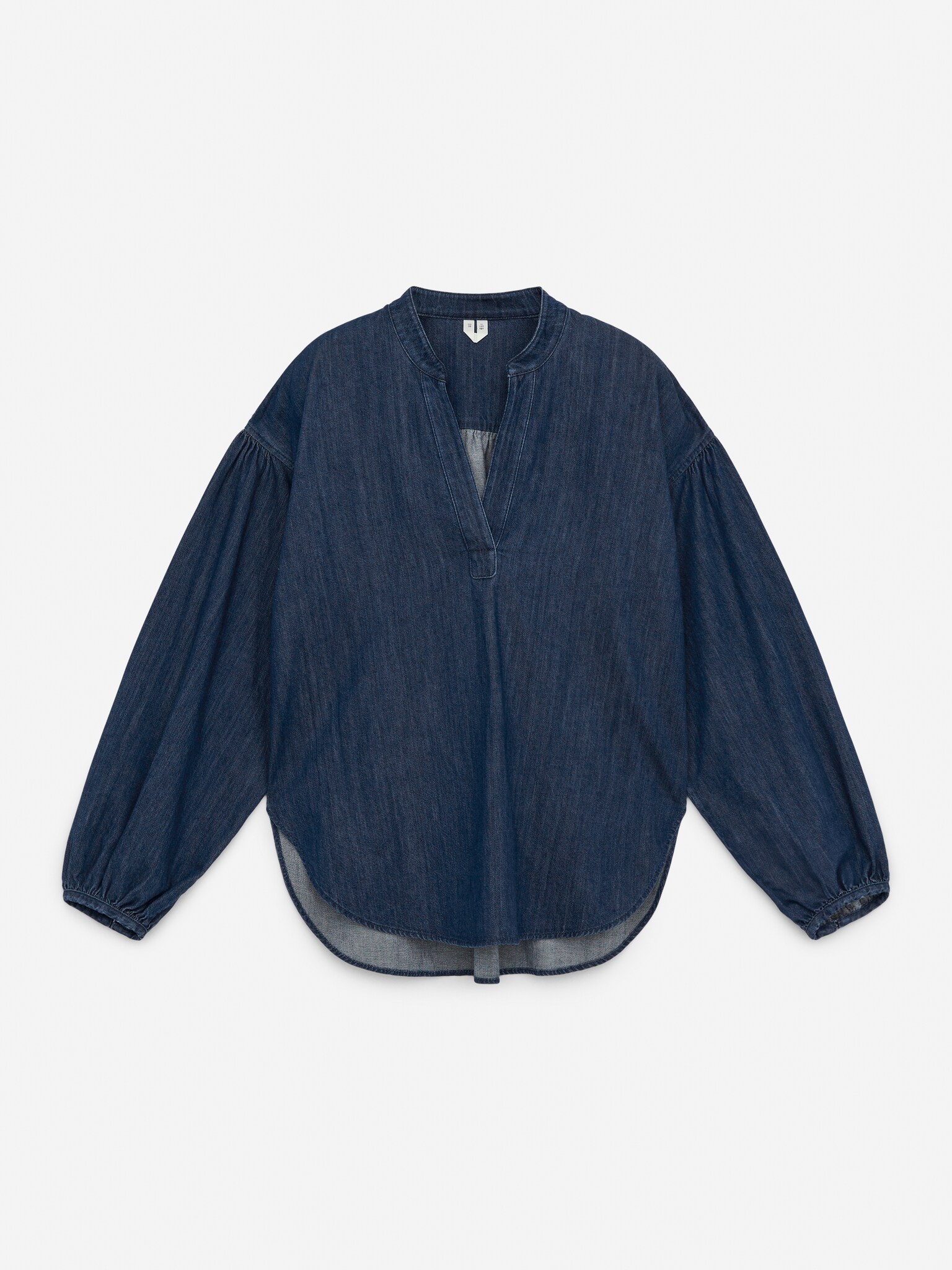 Denim blouse met volumineuze mouwen - Gewassen blauw