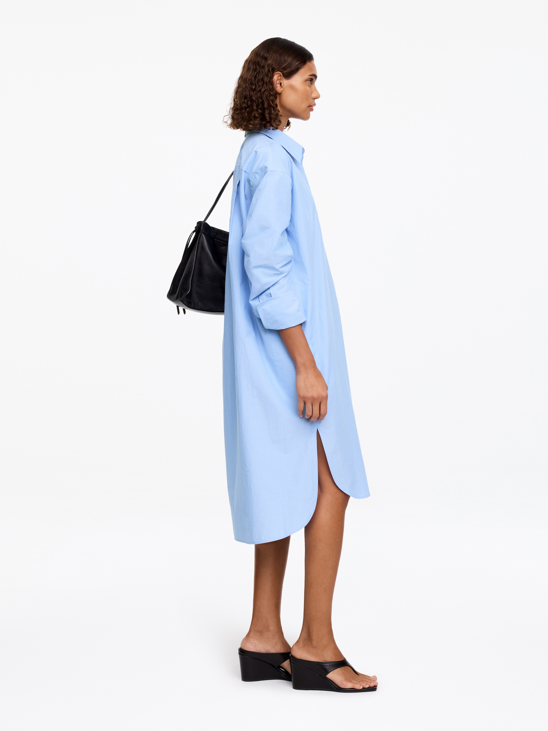 Loose-Fit Cotton Shirt Dress - Blue/Striped - Loose fit - Women - StillMedia/Lookbook - 3