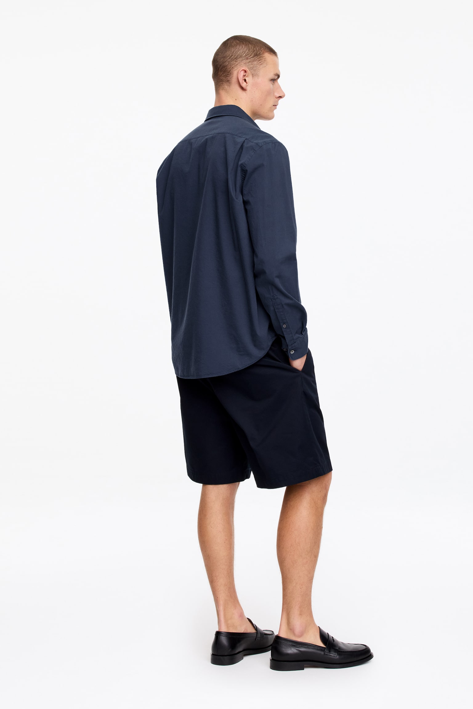 Poplinskjorta i lyocell och bomull - Mörkblå/Ljusblå - 3