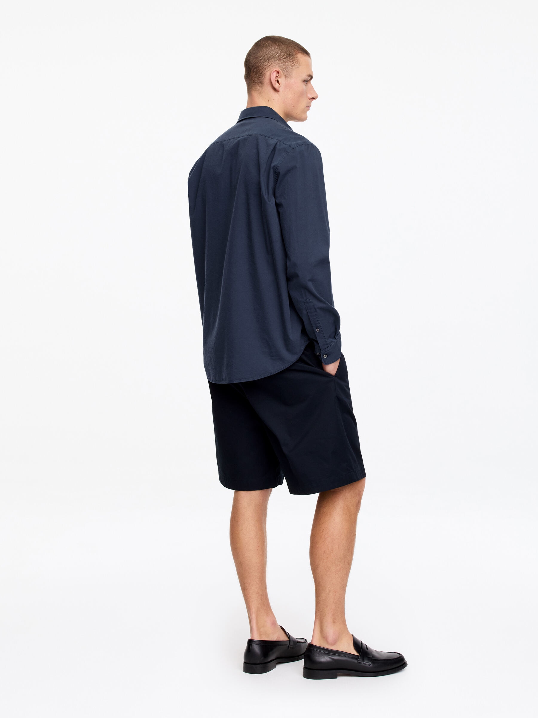 Poplinskjorta i lyocell och bomull - Mörkblå - Regular fit - Men - StillMedia/Lookbook - 2