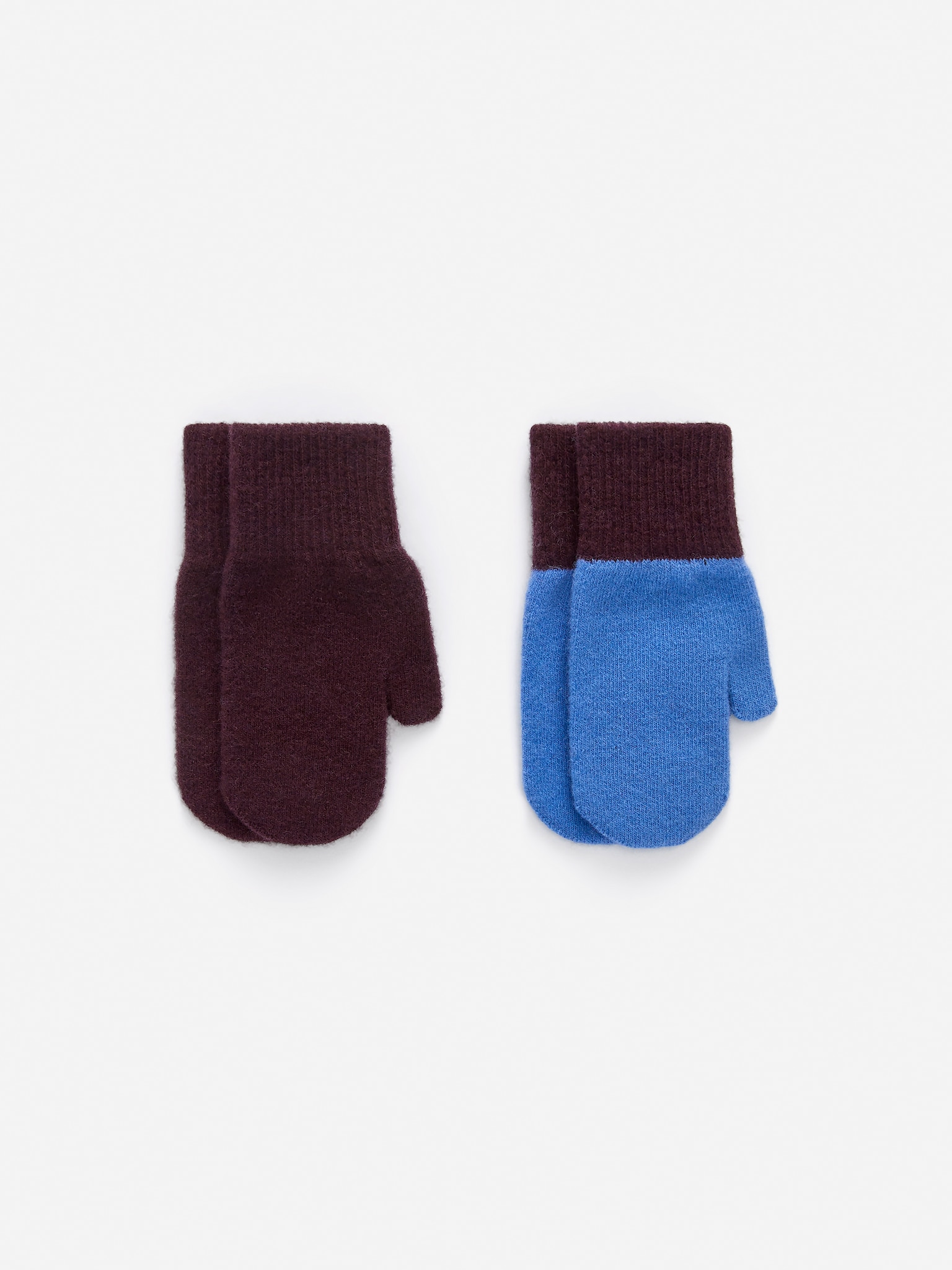 Manoplas de lana - Rojo oscuro/azul