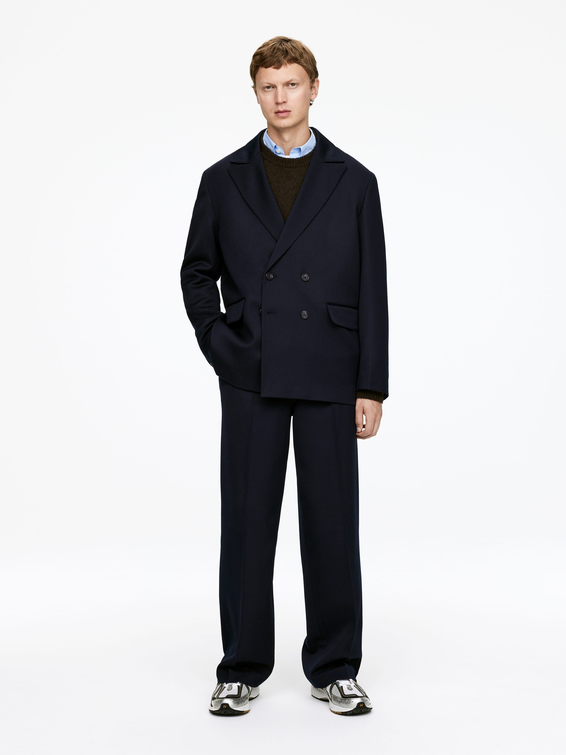 Double-Breasted Wool Blazer-#272930-16345