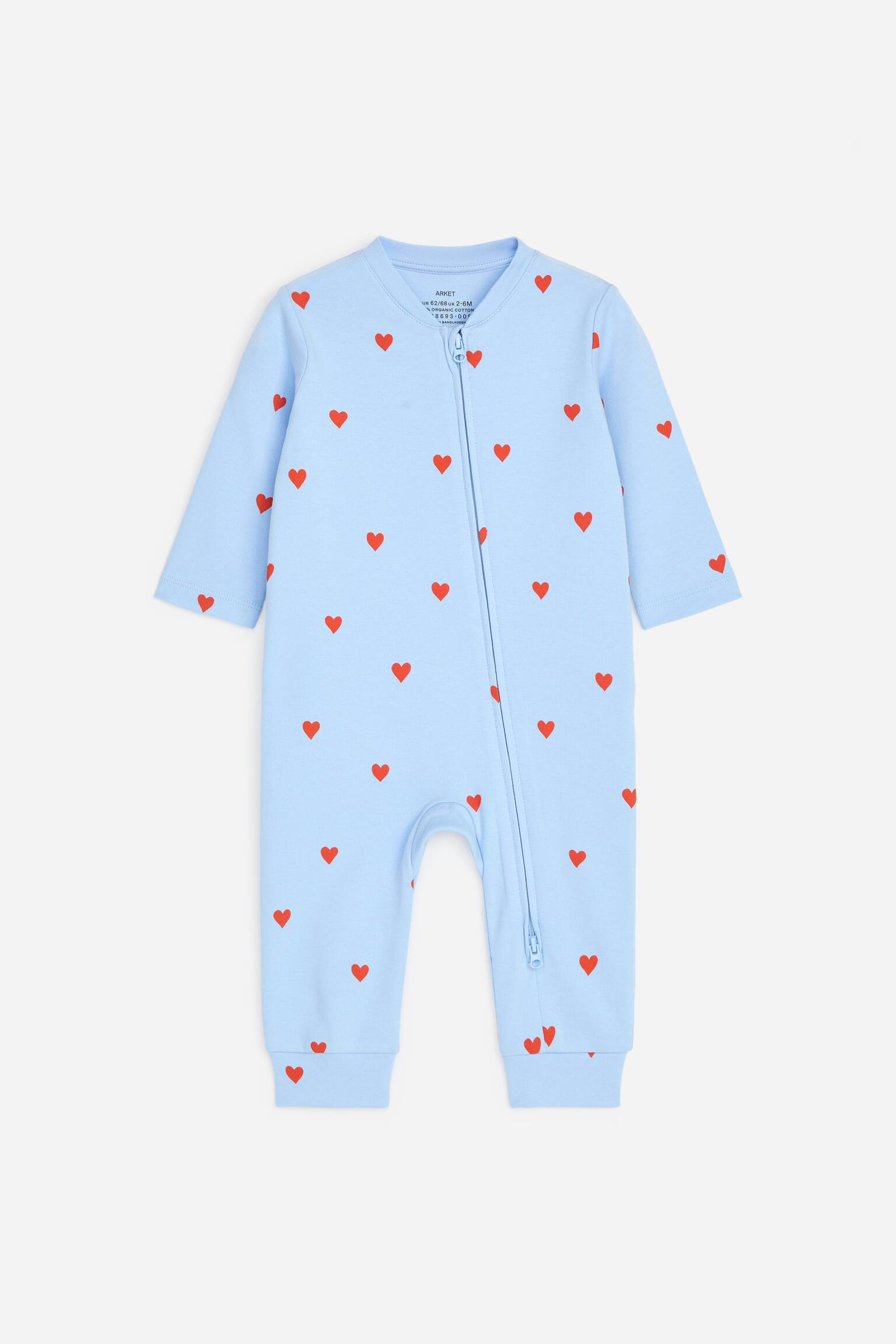 Pyjamas - Blå/röda hjärtan
